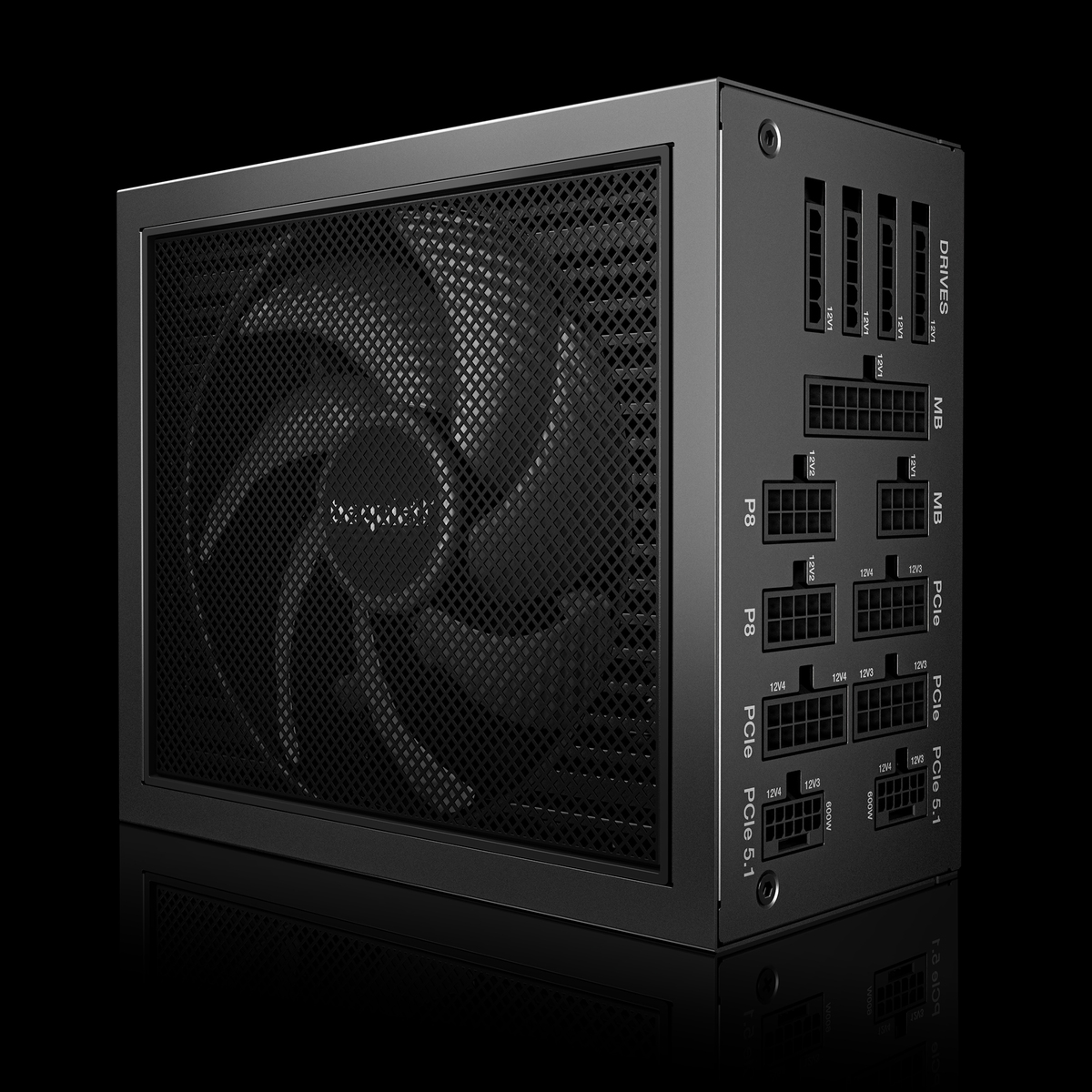 be quiet! DARK POWER 14, 1200W, 80 PLUS certified and Cybenetics efficiency, ATX 3.1 compliant, PCIe 5.1 compatible, backed by a 10-year manufacturer's warranty.