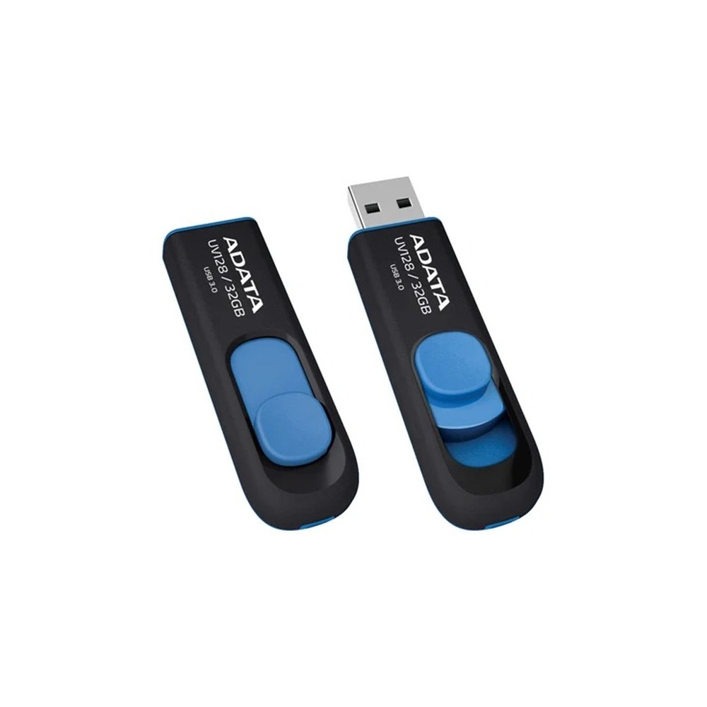 Adata UV128 128GB USB 3.2 Gen 1 Flash Drive, Capless Design, Black/Blue