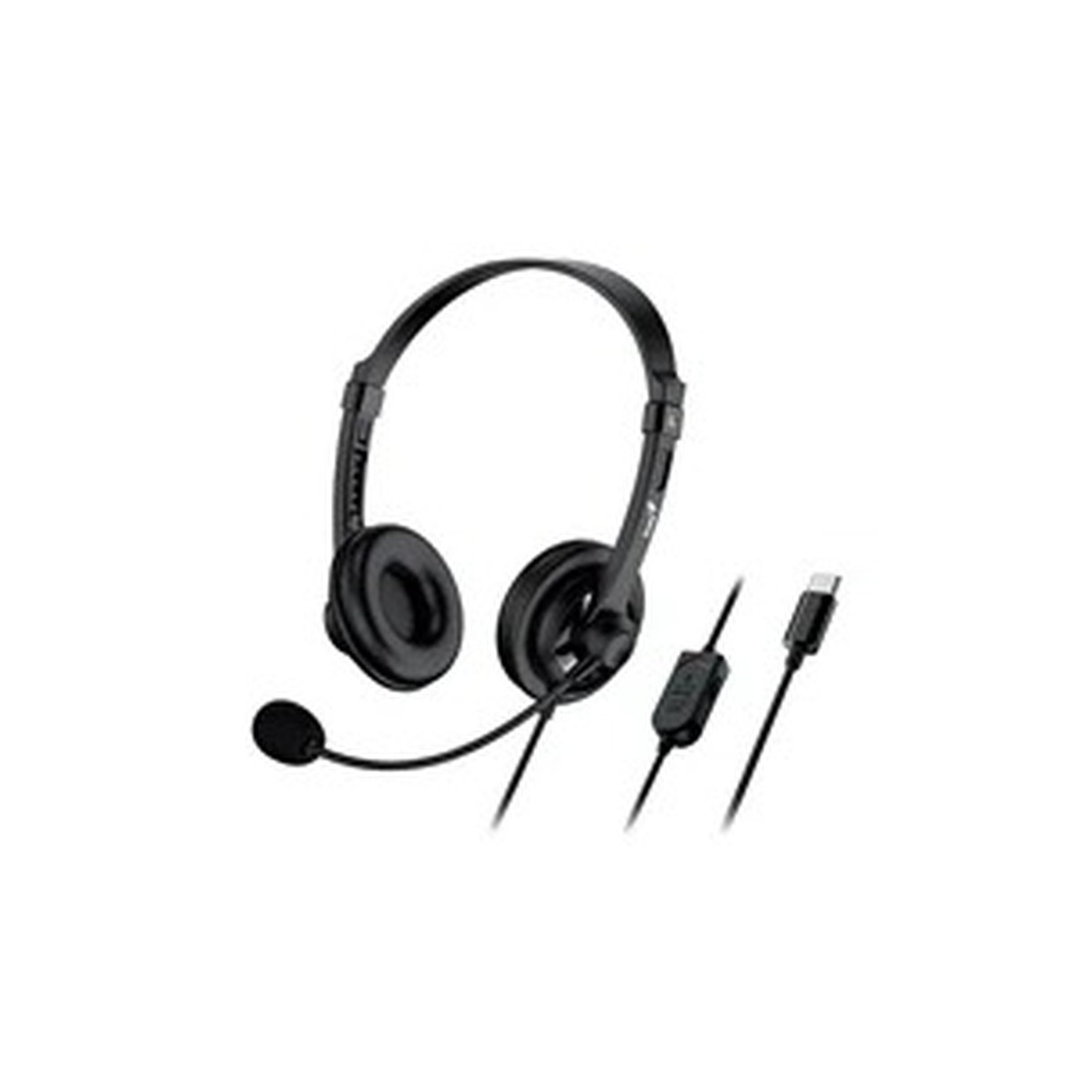 Genius HS-230U Headset with Mic, USB-C Connection, Plug and Play, Adjustable Headband and microphone with In-line Volume Control, Black