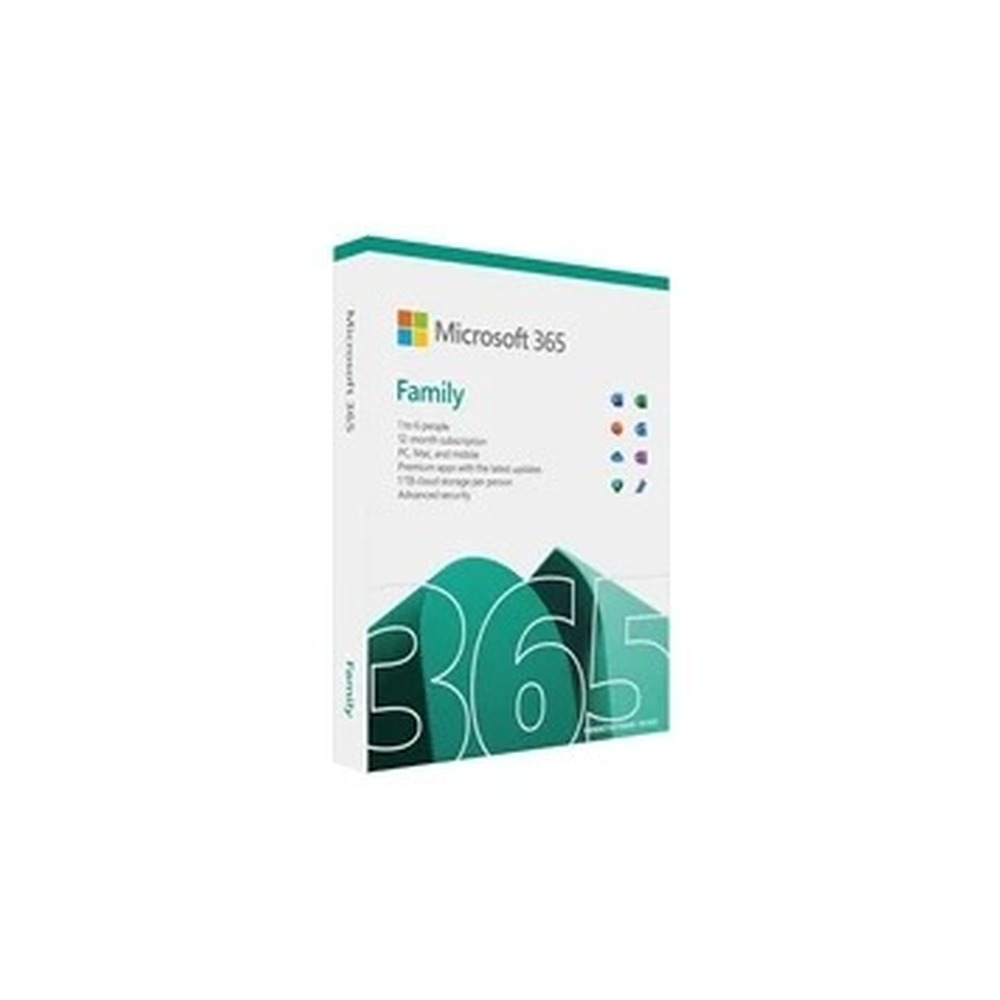 Microsoft 365 Family Medialess 1 Year Subscription 6 Users - Retail Boxed FY25H2