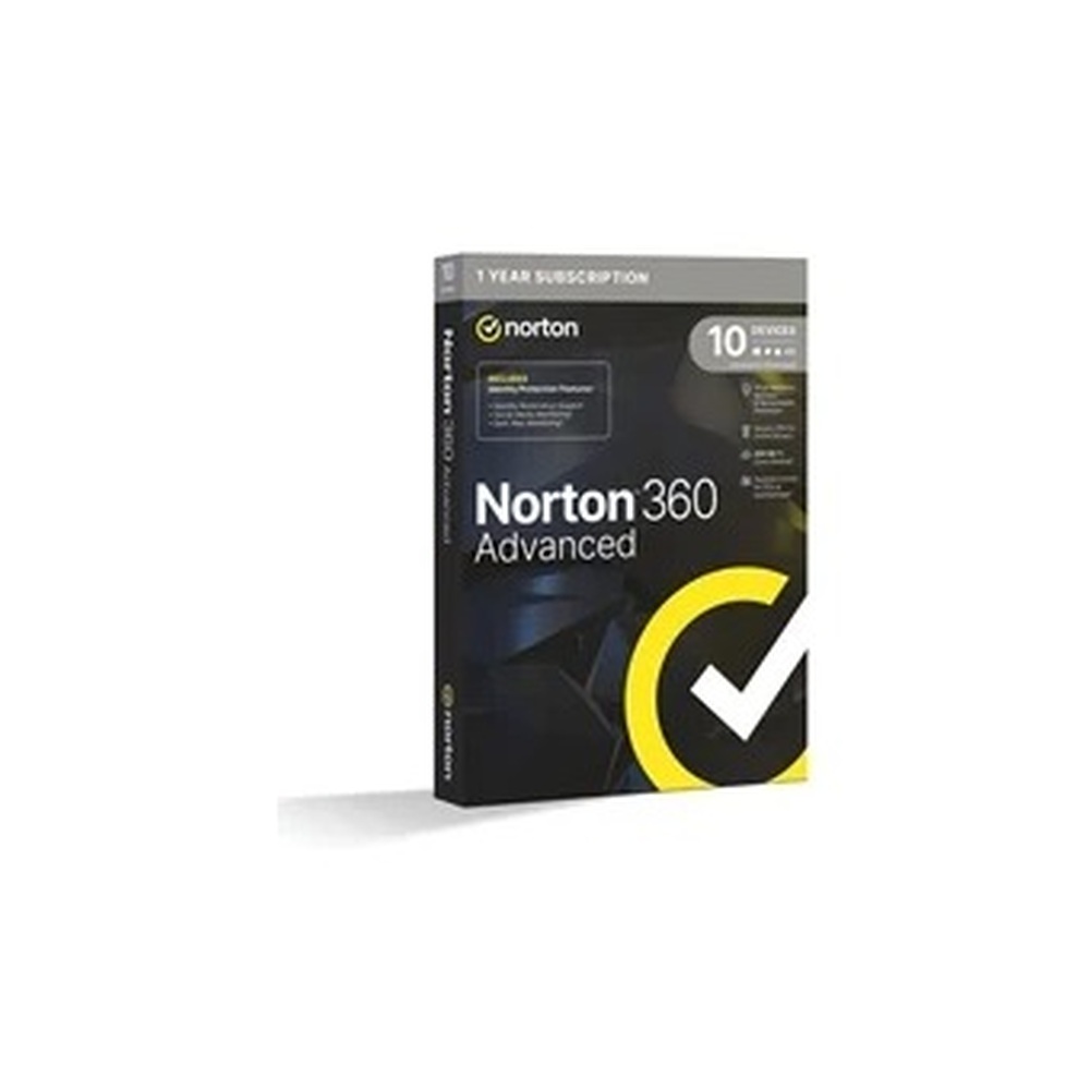 Norton 360 Advanced, Antivirus Software for 10 Devices, 1-year Subscription, Includes Secure VPN, Dark Web Monitoring and Password Manager, 200GB of Cloud Storage, PC/Mac/iOS/Android