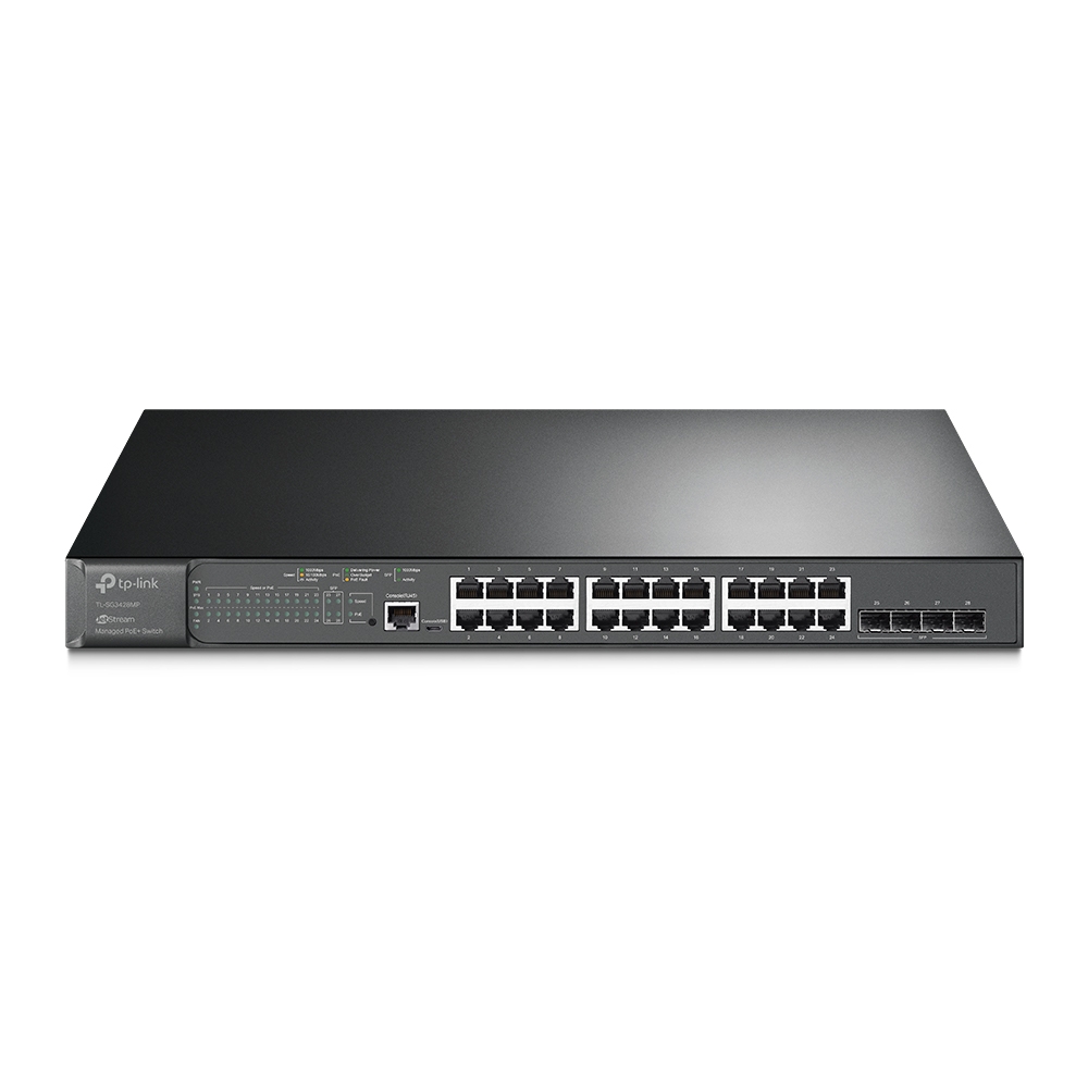 TP-Link JetStream TL-SG3428MP V6.6 - Switch - L2+ - Managed - 24 x 10/100/1000 (PoE+) + 4 x Gigabit SFP - rack-mountable - PoE+ (384 W)