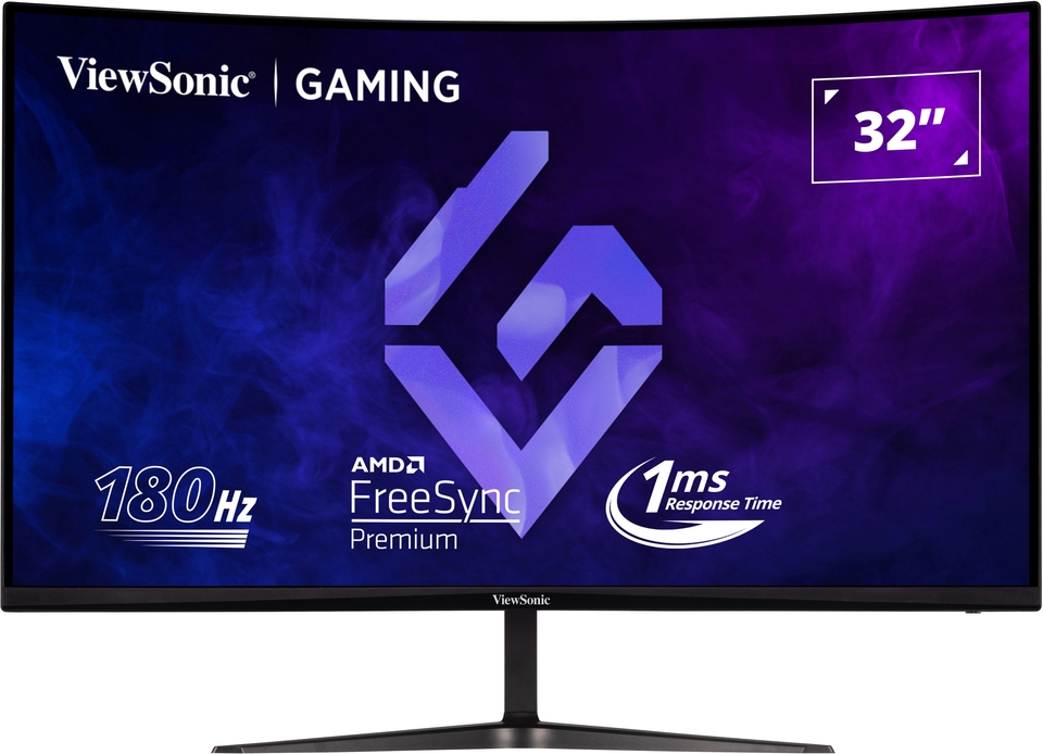Viewsonic VX3218C-2K 32 Inch Curved Gaming Monitor, QHD, 180Hz, Freesync, 2xHDMI, DisplayPort, 1ms VESA, Speakers