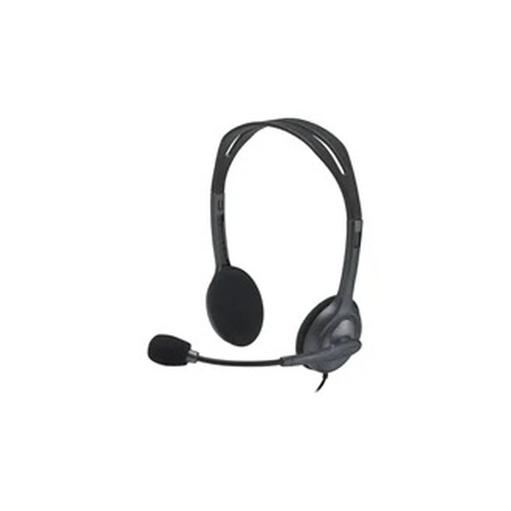 Logitech H111 Wired Headset, Stereo Sound, 3.5mm Audio Jack, Noise-Cancelling Microphone, Black