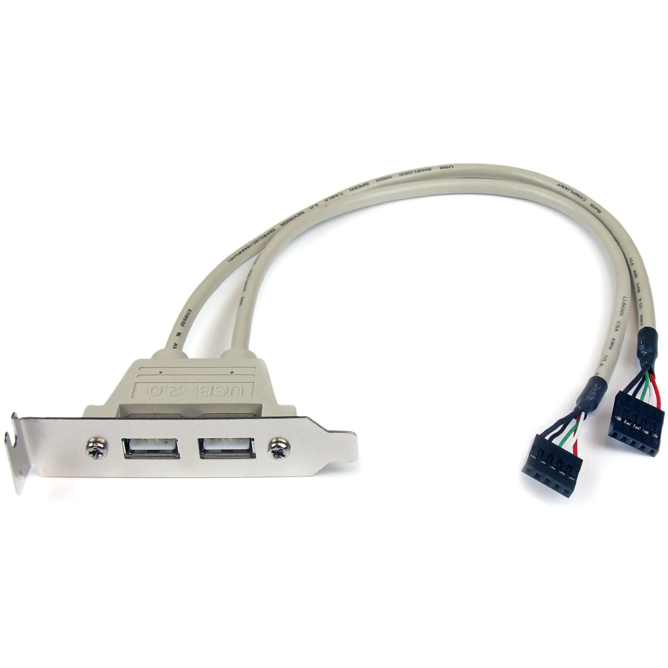 StarTech 2 Port USB A Female Low Profile Slot Plate Adapter - 2 Port USB Bracket - USB 2.0 A Female (USBPLATELP) - USB panel - USB (F) to 5 pin in-line (F)
