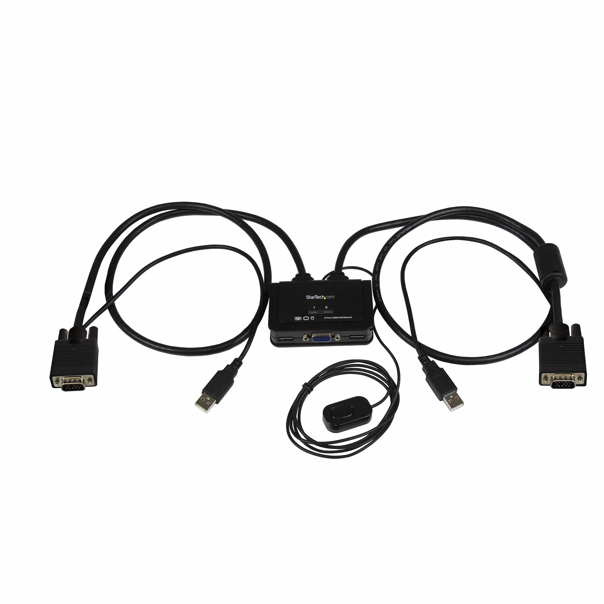 Startech 2 Port USB VGA Cable KVM Switch - USB Powered with Remote Switch - KVM with VGA - Dual Port VGA KVM Switch (SV211USB) - KVM switch - 2 x KVM port(s) - 1 local user - desktop