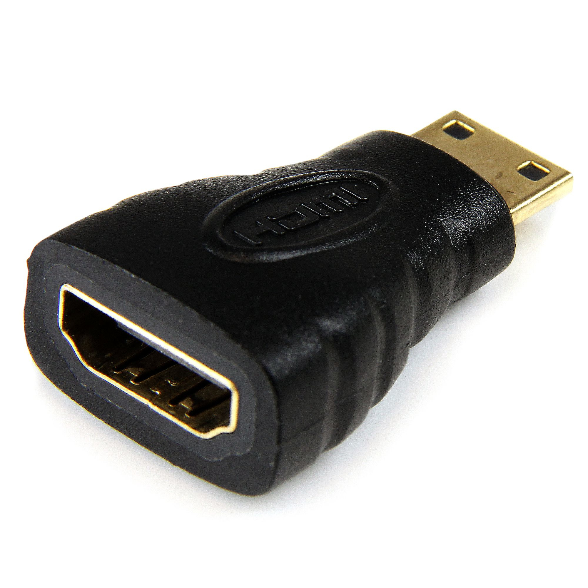 Startech Mini HDMI to HDMI Adapter, 4K High Speed HDMI Adapter, 4K 30Hz Ultra HD High Speed HDMI Adapter, HDMI 1.4, Gold Plated Connectors, UHD Mini HDMI Adapter 4K, Black - Mini HDMI to HDMI Converter - HDMI adapter - HDMI female to 19 pin mini HDMI Type