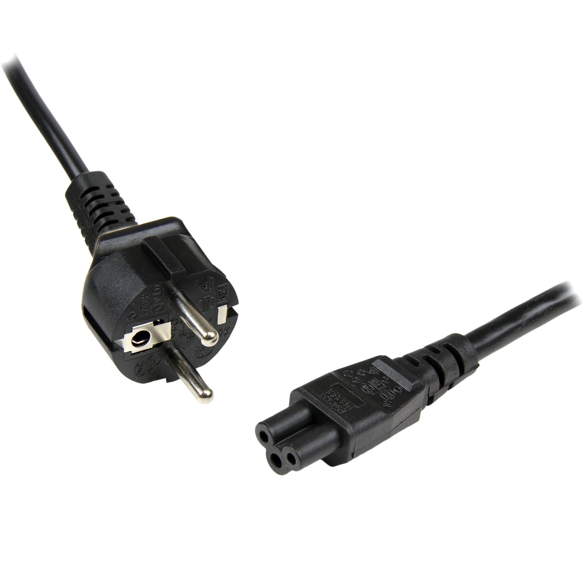 StarTech 2m (6ft) Laptop Power Cord, EU Schuko to C5, 2.5A 250V, 18AWG, Notebook / Laptop Replacement AC Cord, Printer/Power Brick Cord, Schuko CEE 7/7 to Clover Leaf IEC 60320 C5 - Laptop Charger Cable - Power cable - IEC 60320 C5 to power CEE 7/7 (M) -