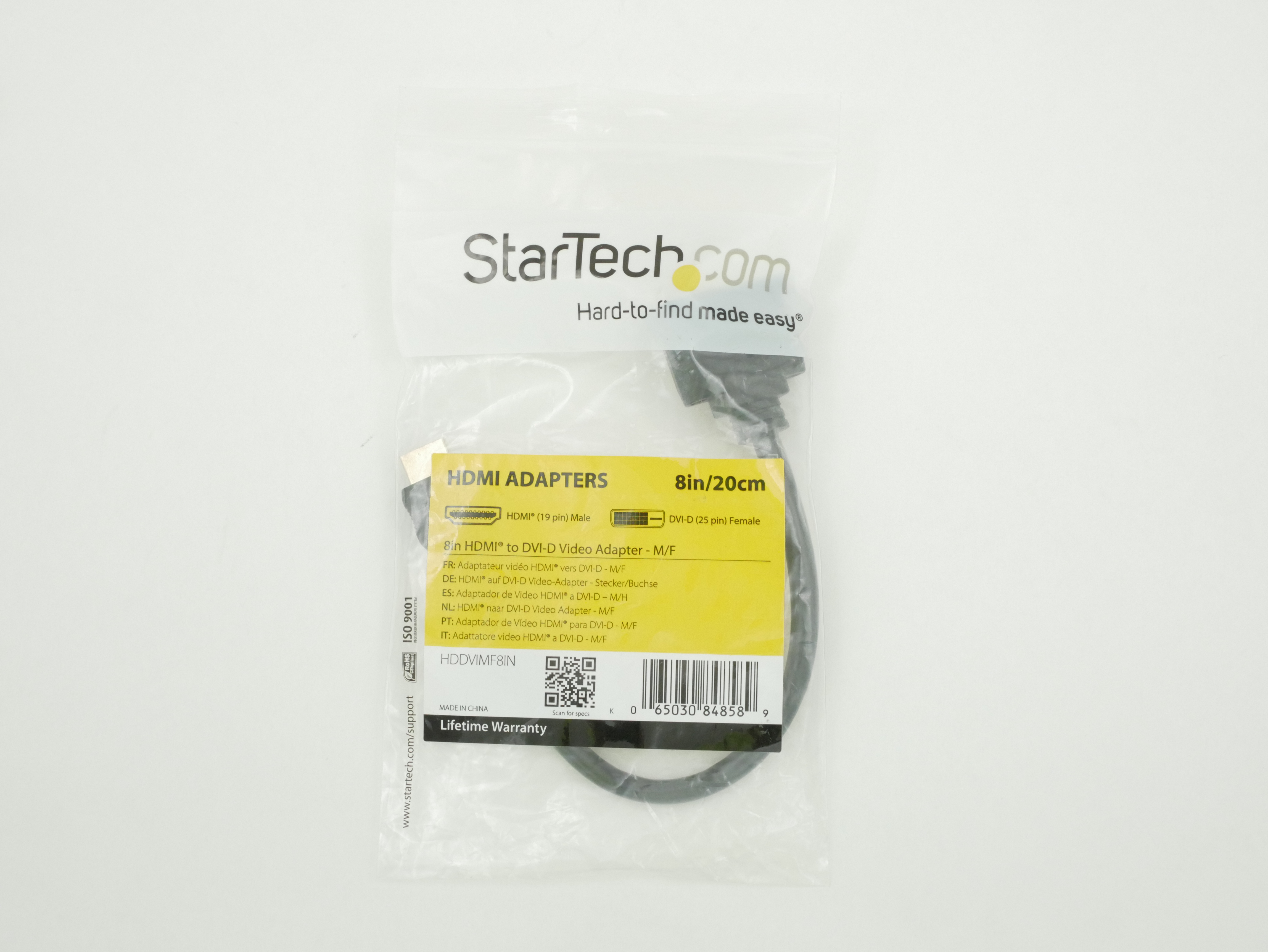 Startech HDMI Male to DVI Female Adapter - 8in - 1080p DVI-D Gender Changer Cable (HDDVIMF8IN) - Adapter - HDMI male to DVI-D female - 20.32 cm - shielded - black - for P/N: BNDDKT30CAHV, CDP2DVIMM2MB, DKT30CSDHPD, DKT30CSDHPD3, DP2DVI2MM3, DP2DVIMM6X10