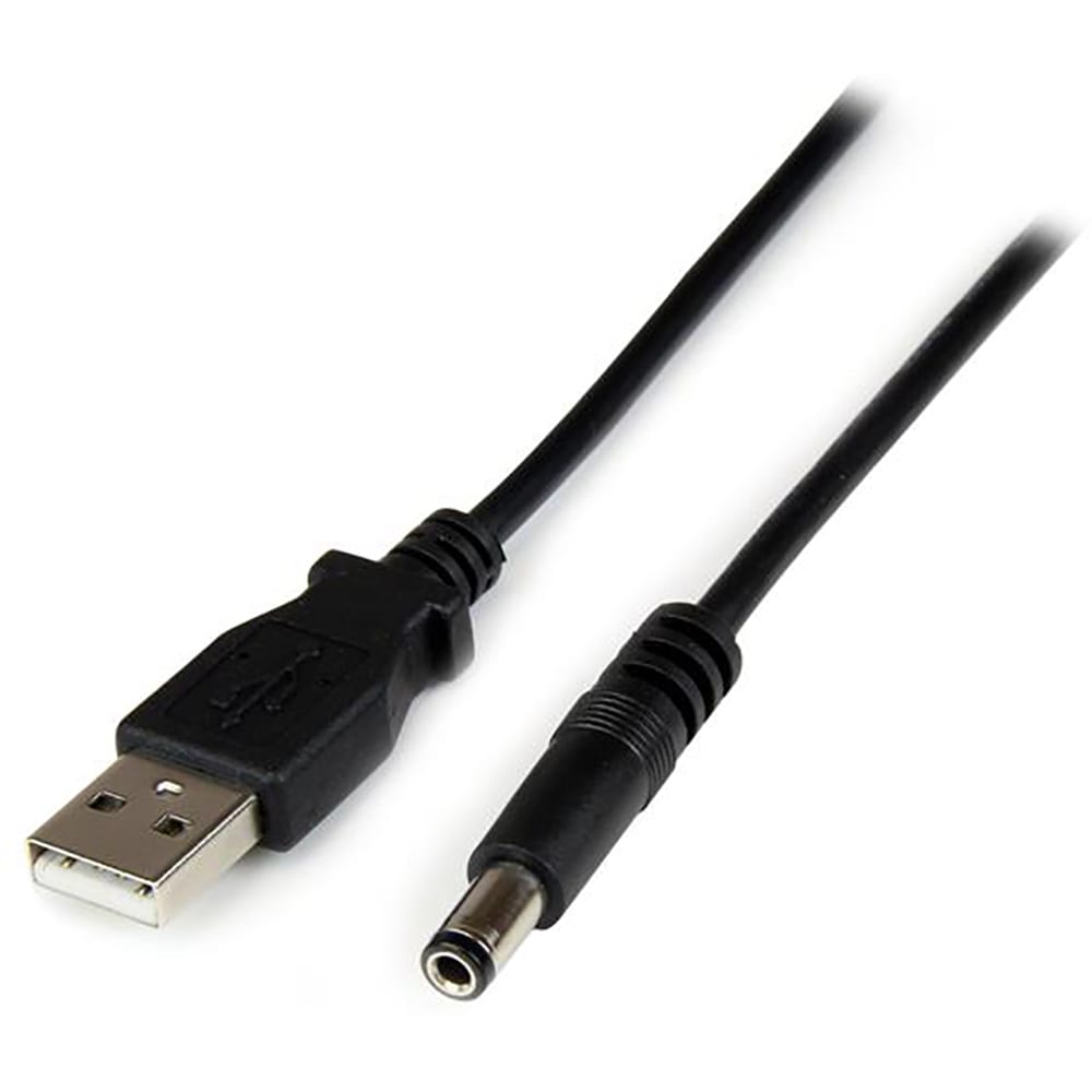 StarTech 1m USB to Type N Barrel 5V DC Power Cable - USB A to 5.5mm DC - 1 Meter USB to 5.5mm DC Plug (USB2TYPEN1M) - Power cable - USB (power only) (M) to DC jack 5.5 x 2.5 mm (M) - 1 m - molded - black - for P/N: HDBOOST