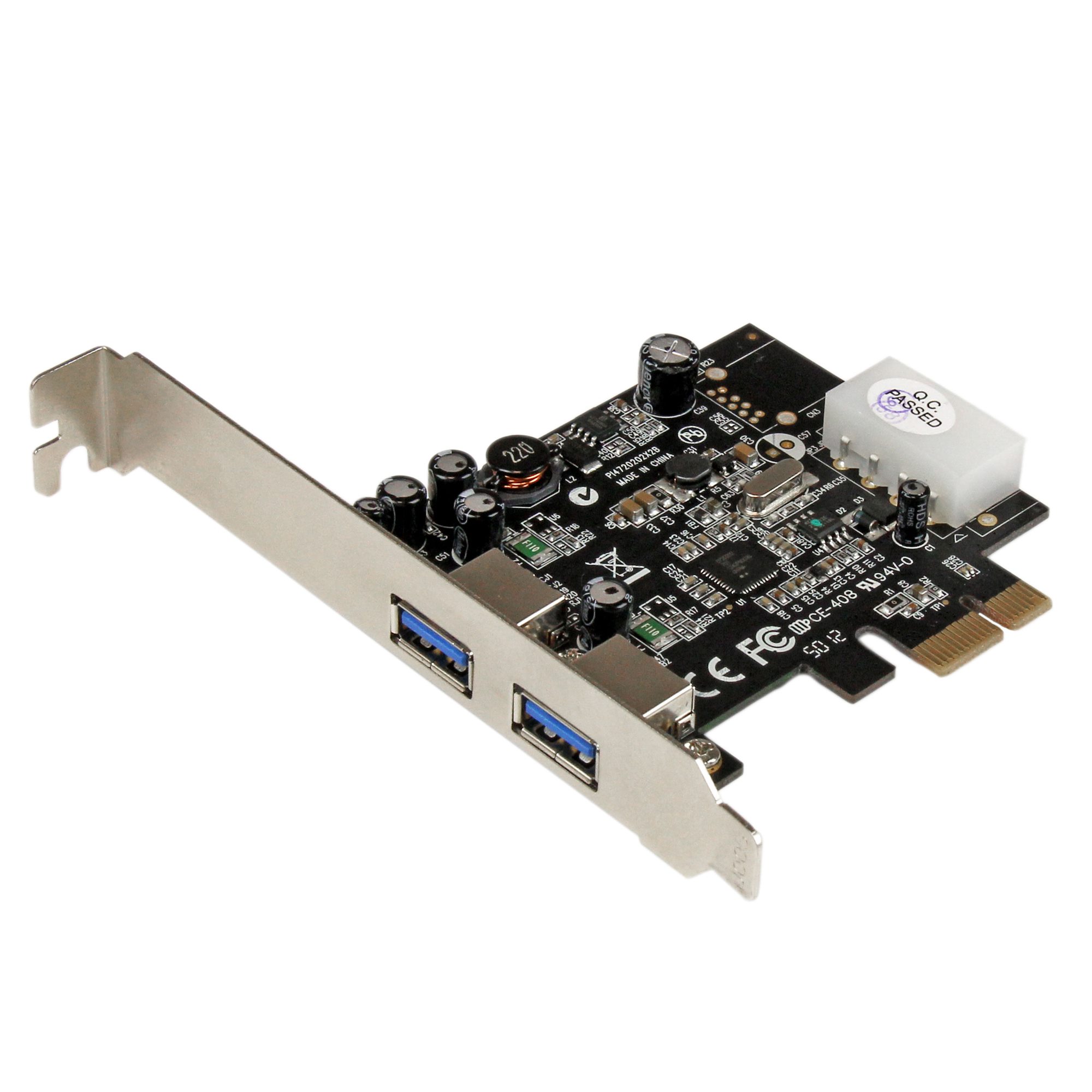 Startech 2 Port PCI Express (PCIe) SuperSpeed USB 3.0 Card Adapter with UASP - LP4 Power - Dual Port USB 3 PCIe Controller (PEXUSB3S25) - USB adapter - PCI Express x1 - USB 3.0 x 2 - for P/N: CFASTRWU3, S251SMU33EP, ST103008U2C, ST53004U1C, ST7300U3M, ST9