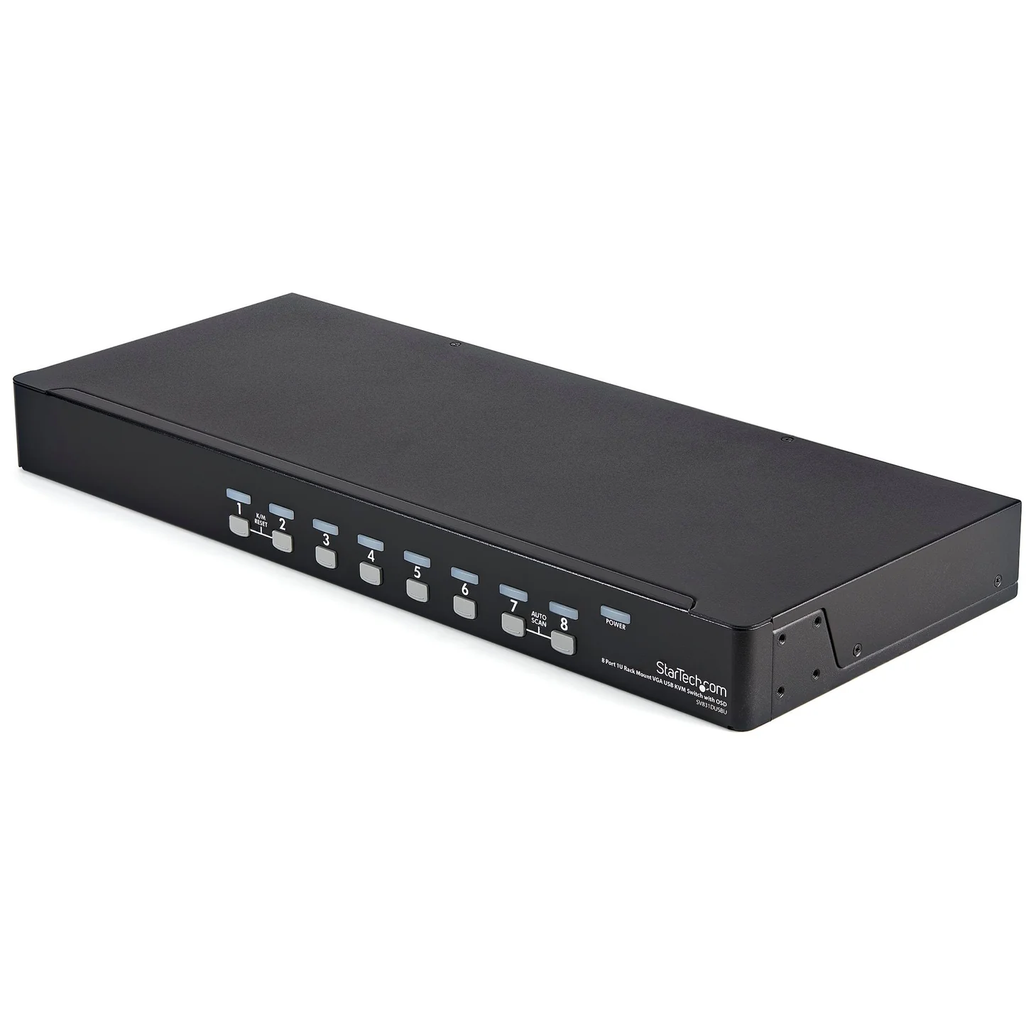 Startech 8 Port 1U Rackmount USB KVM Switch Kit with OSD and Cables - Rack mount KVM - VGA KVM Switch - 8 Port KVM Switch (SV831DUSBUK) - KVM switch - 8 x KVM port(s) - 1 local user - rack-mountable - for P/N: RK12OD2, RK3236BKF, RK4236BKB, RK4242BK30, RK