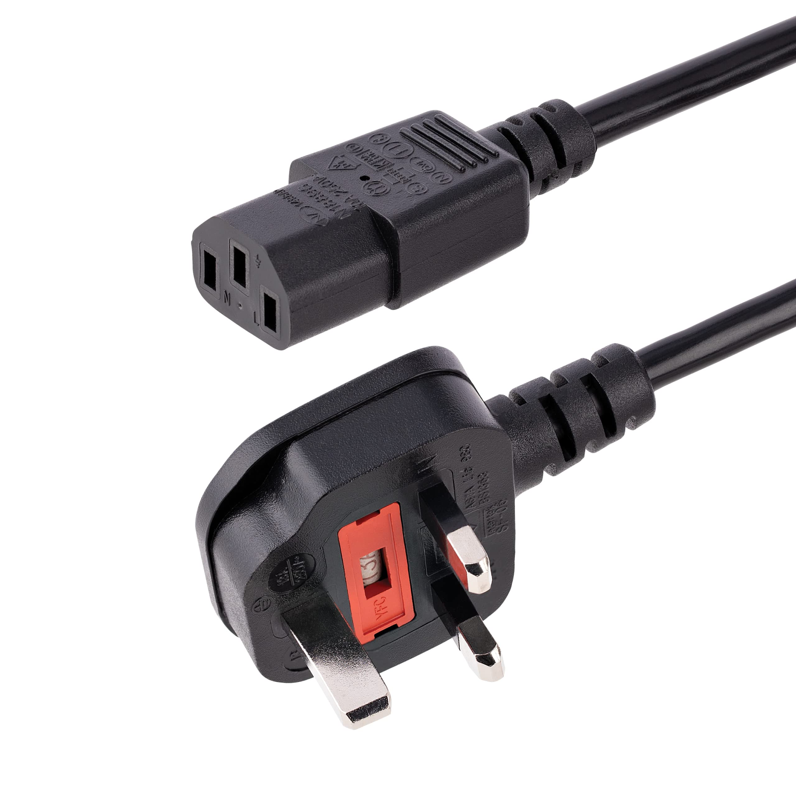 StarTech 10ft (3m) UK Computer Power Cable, 18AWG, BS 1363 to C13 Power Cord, 10A 250V, Black Replacement AC Power Cord, TV/Monitor Power Cable, BS 1363 to IEC 60320 C13 Kettle Lead - Power Supply Cable - Power cable - power IEC 60320 C13 to BS 1363 (M) -