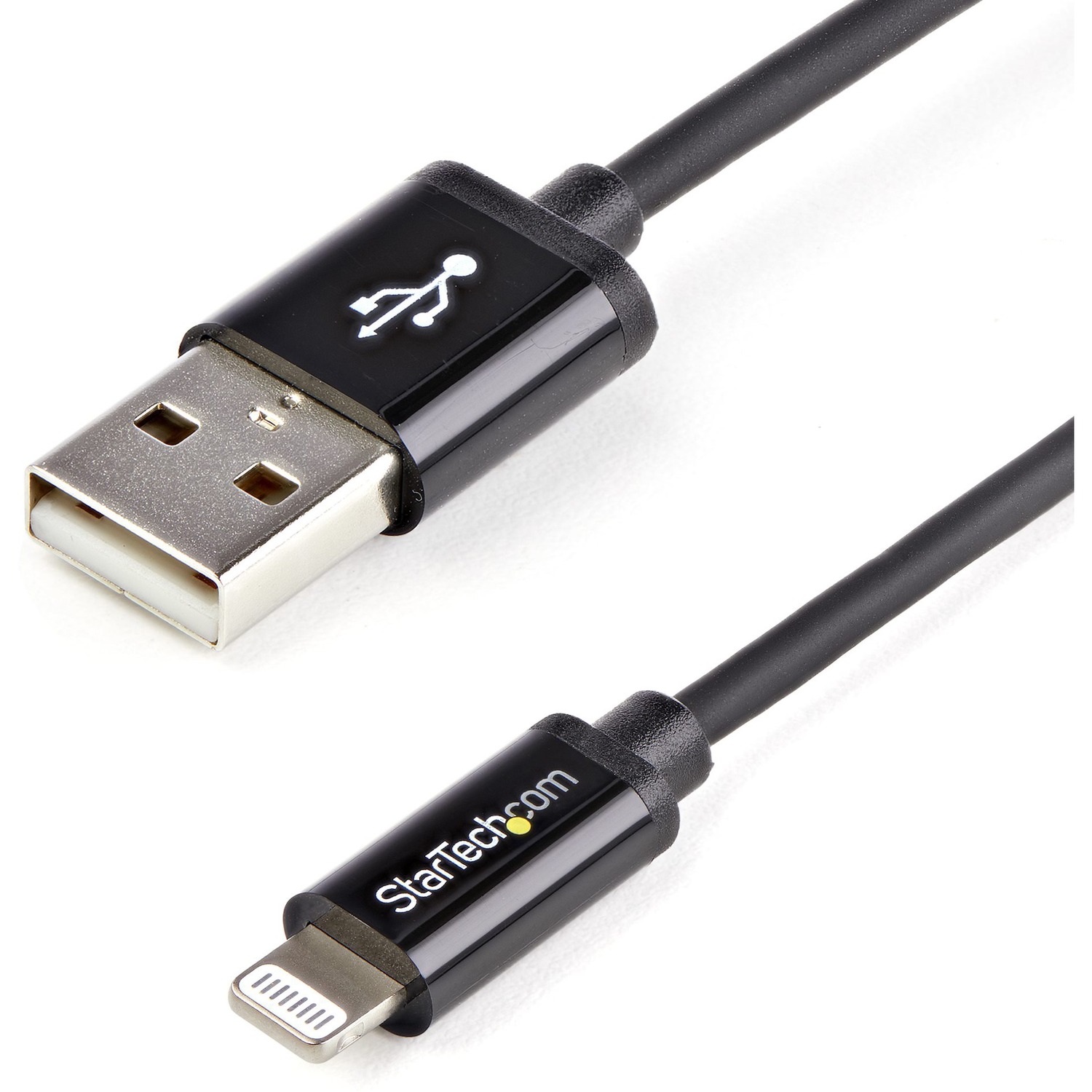 Startech 1m (3ft) Black Apple 8-pin Lightning Connector to USB Cable for iPhone / iPod / iPad - Charge and Sync Cable - 1 meter (USBLT1MB) - Lightning cable - Lightning male to USB male - 1 m - double shielded - black - for P/N: ST7C51224, ST7C51224EU