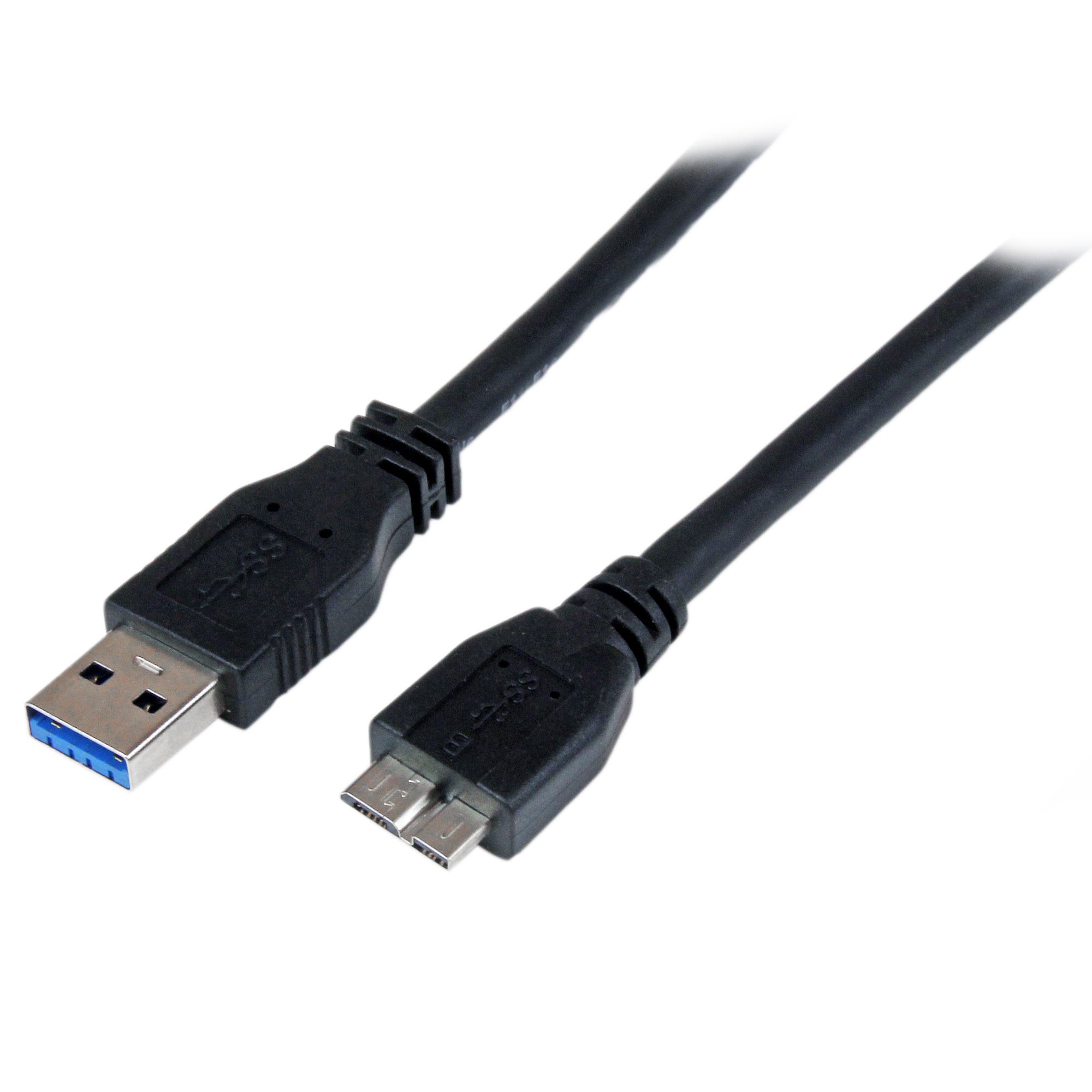 StarTech 1m 3 ft Certified SuperSpeed USB 3.0 A to Micro B Cable Cord - USB 3 Micro B Cable - 1x USB A (M), 1x USB Micro B (M) - Black (USB3CAUB1M) - USB cable - Micro-USB Type B (M) to USB Type A (M) - USB 3.0 - 1 m - black - for P/N: DKT30CVAGPD, HB30A4