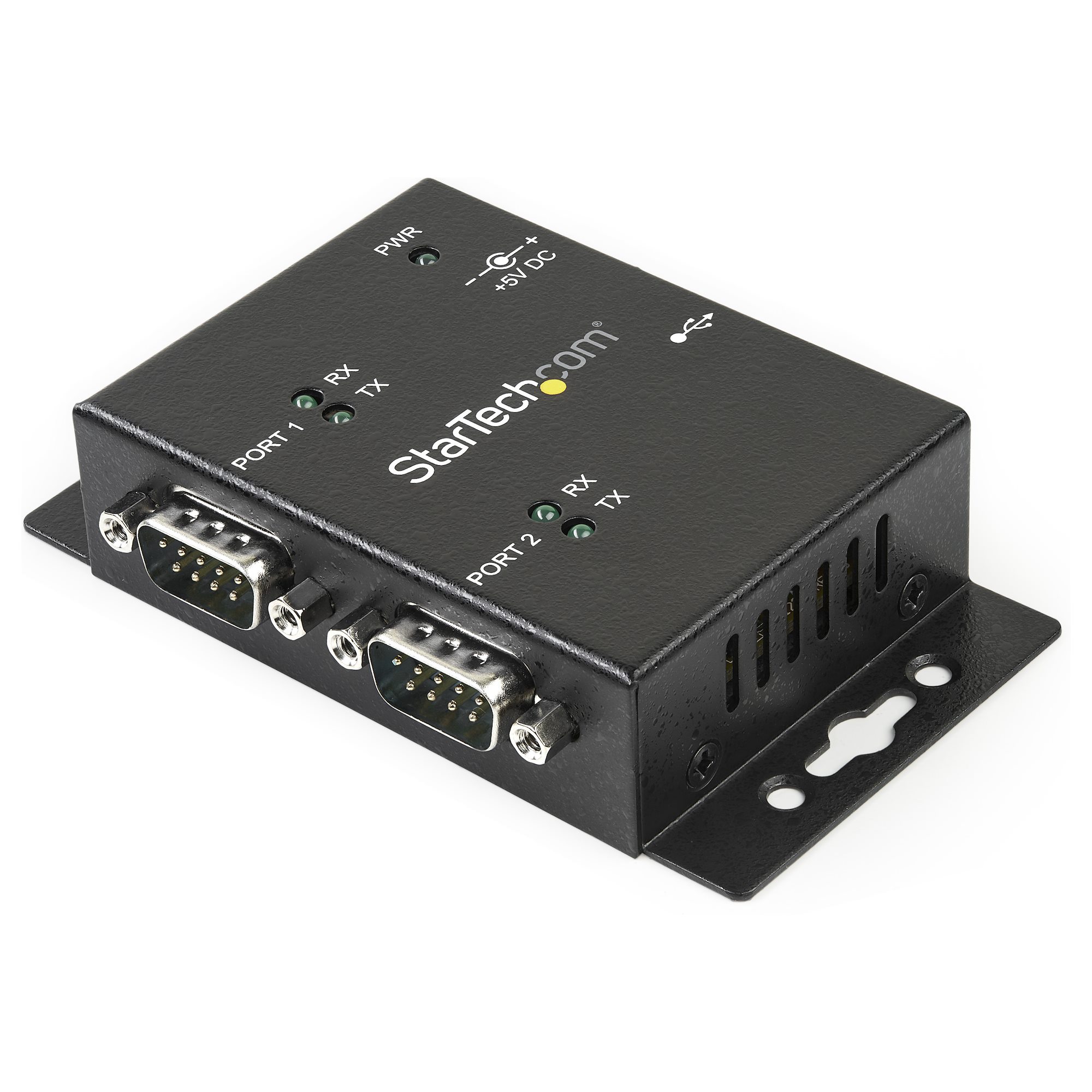 Startech USB to Serial Adapter - 2 Port - Wall Mount - Din Rail Clips - Industrial - COM Port Retention - FTDI - DB9 (ICUSB2322I) - Serial adapter - USB 2.0 - RS-232 x 2 - black