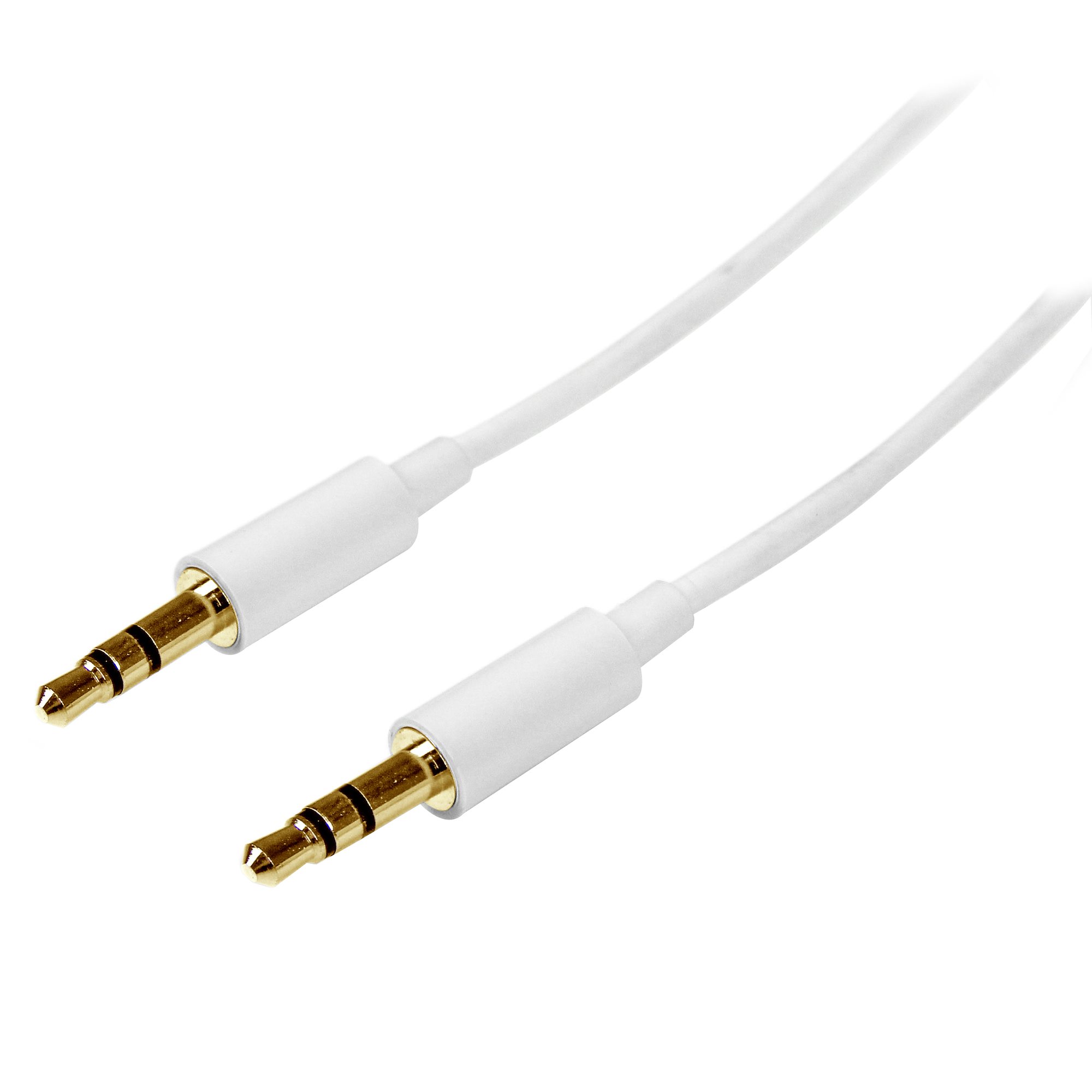Startech 1m White Slim 3.5mm Stereo Audio Cable - 3.5mm Audio Aux Stereo - Male to Male Headphone Cable - 2x 3.5mm Mini Jack (M) White (MU1MMMSWH) - Audio cable - mini-phone stereo 3.5 mm male to mini-phone stereo 3.5 mm male - 1 m - white