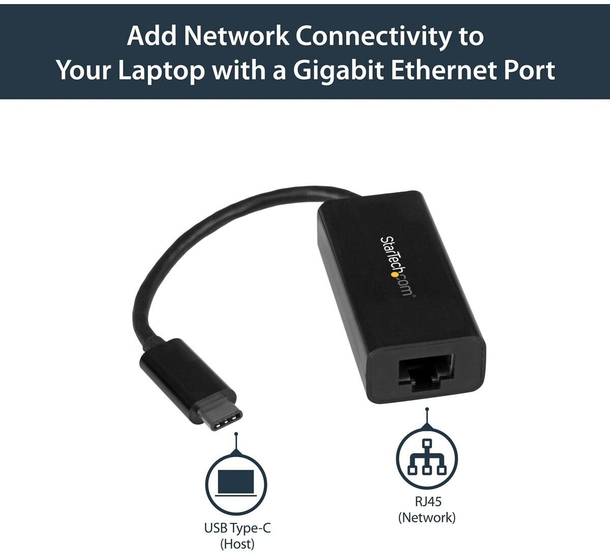 Startech USB C to Gigabit Ethernet Adapter - Black - USB 3.1 to RJ45 LAN Network Adapter - USB Type C to Ethernet (US1GC30B) - Network adapter - USB-C - Gigabit Ethernet - black - for P/N: HB30C3A1CFB, HB30C3A1CFS, TB33A1C