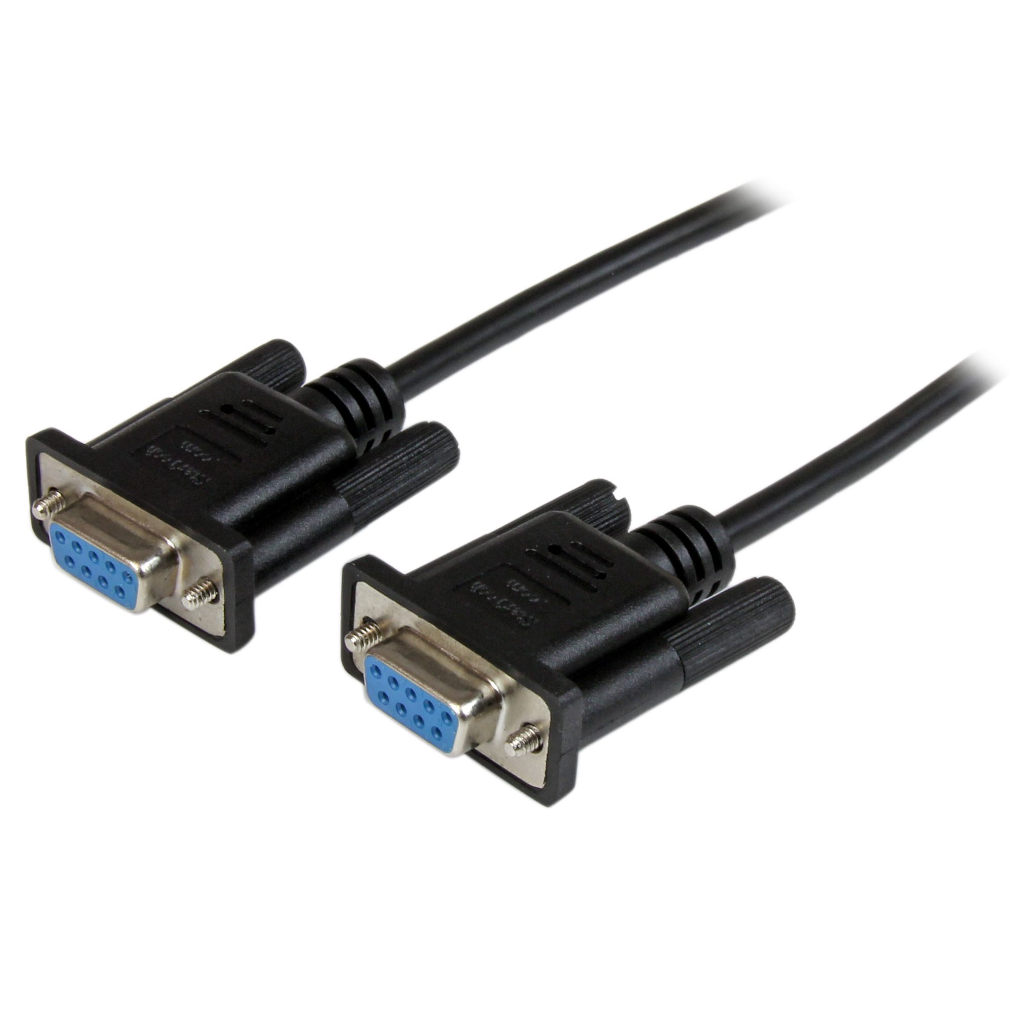 StarTech 1m Black DB9 RS232 Serial Null Modem Cable F/F - DB9 Female to Female - 9 pin RS232 Null Modem Cable - 1 meter, Black - Null modem cable - DB-9 (F) to DB-9 (F) - 1 m - molded, thumbscrews - black - for P/N: PCI2S5502, PEX4S953, PEX4S953LP
