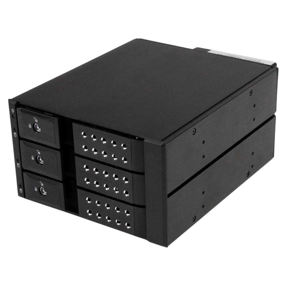 Startech 3-Bay Hot Swap Backplane for 3.5in SAS II/SATA III - 6 Gbps HDD - Aluminum Trayless Mobile Rack Backplane (HSB3SATSASBA) - Storage mobile rack - 2.5" - black - for P/N: 25SAT35HDD, PEXMSATA3422, PEXMSATA343