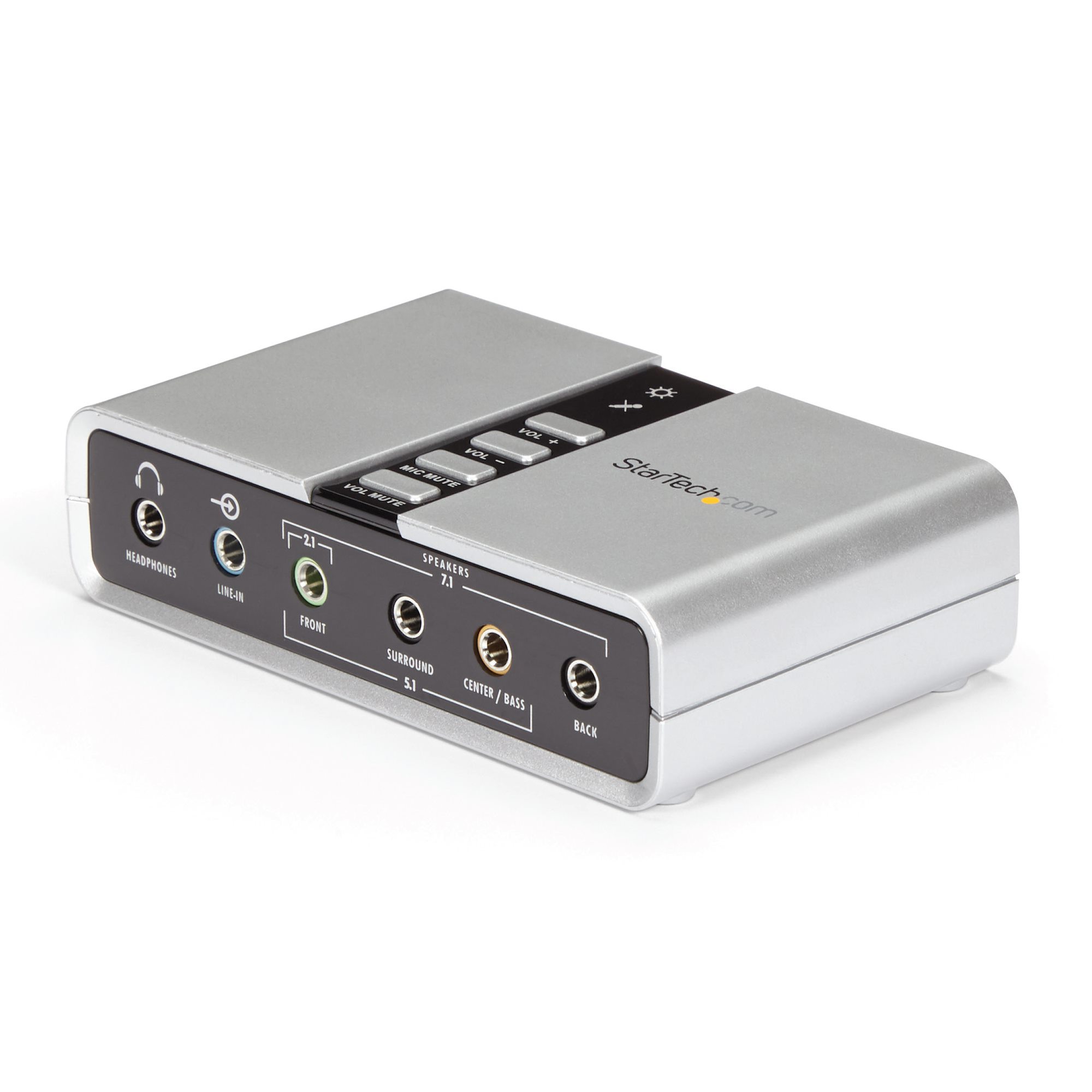 StarTech 7.1 USB Sound Card - External Sound Card for Laptop with SPDIF Digital Audio - Sound Card for PC - Silver (ICUSBAUDIO7D) - Sound card - 48 kHz - 7.1 - USB 2.0 - for P/N: MU15MMS, MU6MMS