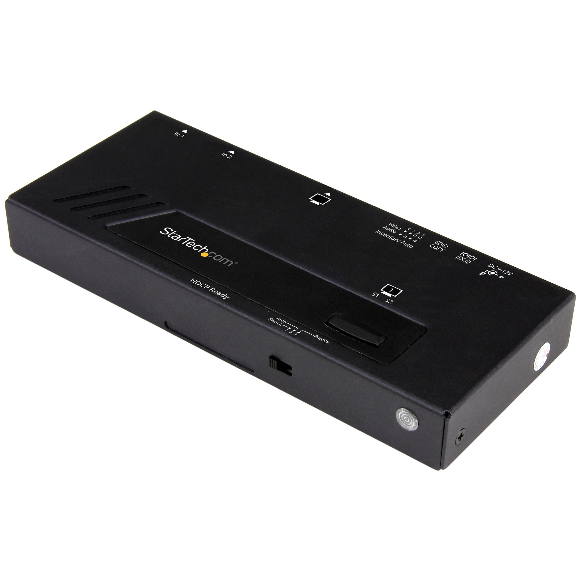 Startech 2-Port HDMI Automatic Video Switch - 4K 2x1 HDMI Switch with Fast Switching, Auto-Sensing and Serial Control (VS221HD4KA) - Video/audio switch - 2 x HDMI - desktop
