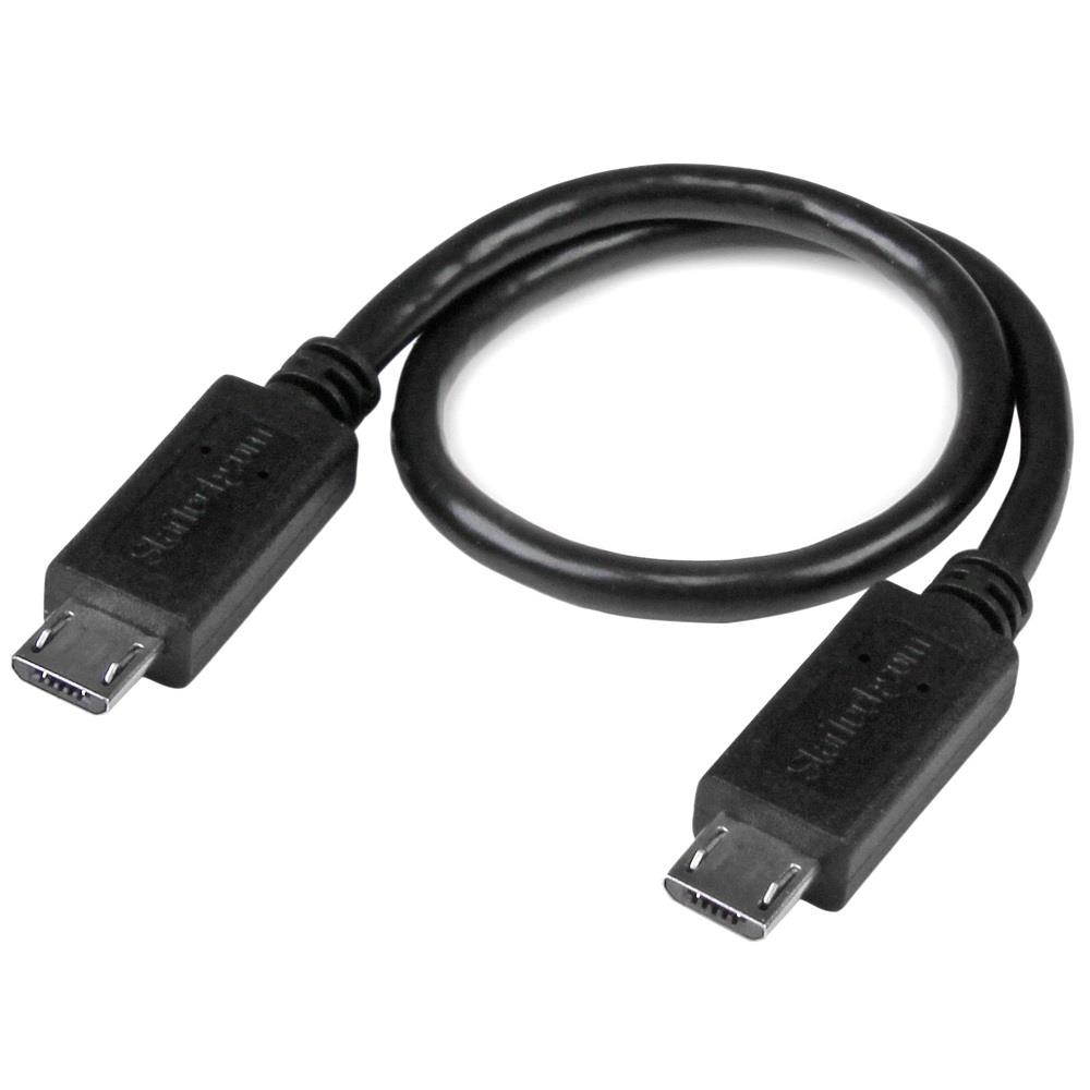 StarTech 8in Micro USB to Micro USB Cable - Male to Male - Micro USB OTG Cable for Your Mobile Device (UUUSBOTG8IN) - USB cable - Micro-USB Type B (M) to Micro-USB Type B (M) - USB OTG - 20.32 cm - black