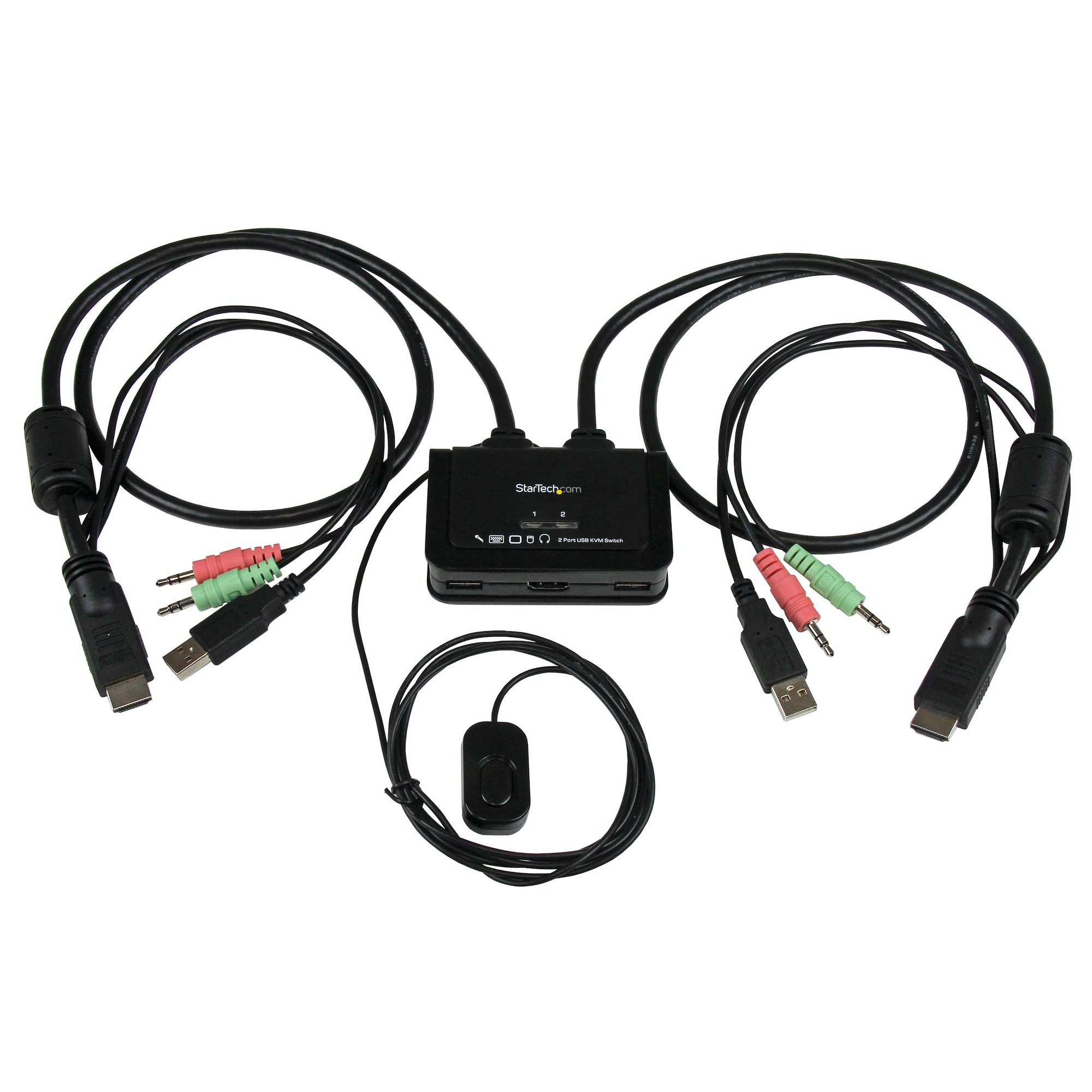 Startech 2 Port USB HDMI Cable KVM Switch with Audio and Remote Switch - USB Powered KVM with HDMI - Dual Port HDMI KVM Switch (SV211HDUA) - KVM / audio switch - 2 x KVM / audio - 1 local user - desktop