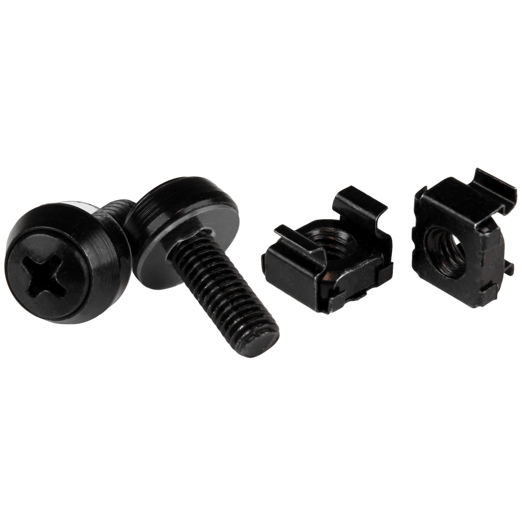 Startech M6 Cage Nuts and Screws - 50 Pack - 12mm Rack Screws and Cage Nuts - Black (CABSCREWM6B) - Rack screws and nuts - black - for P/N: RACK-18U-20-WALL-OA, RACK-21U-20-WALL-OA, RACK-24U-20-WALL-OA, RK12OD2, RK3236BKF