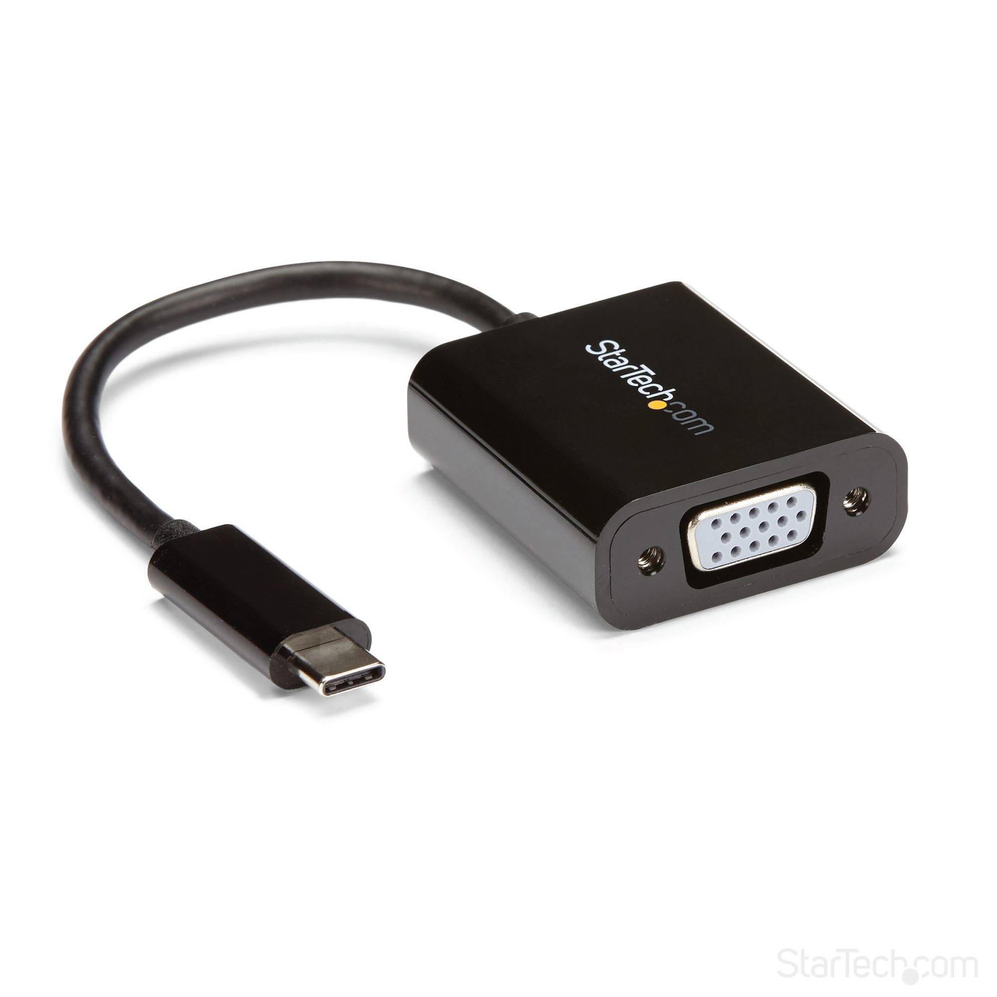 StarTech USB-C to VGA Adapter - Black - 1080p - Video Converter For Your MacBook Pro - USB C to VGA Display Dongle (CDP2VGA) - USB / VGA adapter - USB-C (M) to HD-15 (VGA) (F) - USB 3.1 Gen 1 / Thunderbolt 3 - 18 cm - USB power, 1920 x 1200 (WUXGA) suppor
