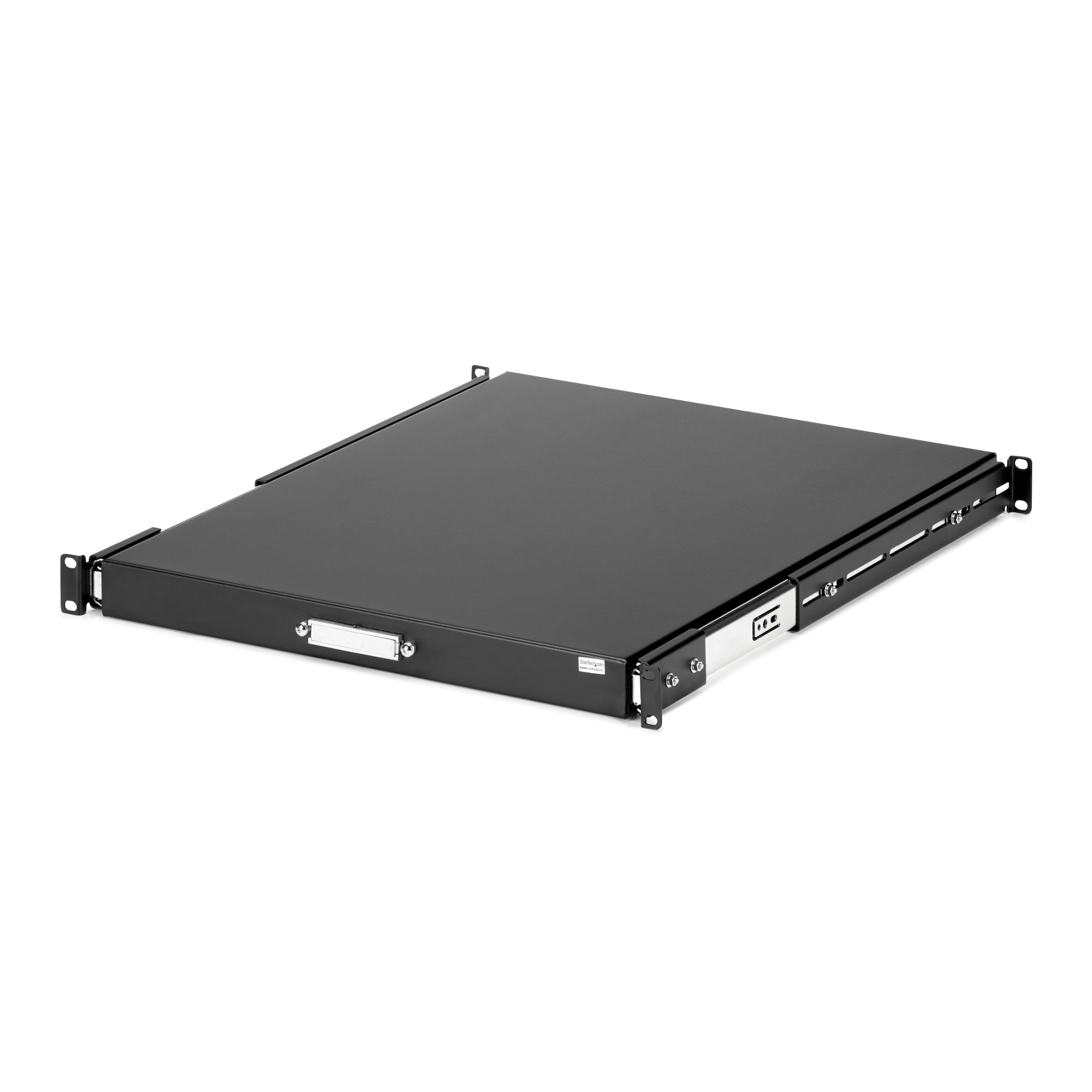 Startech 1U Sliding Server Rack Mount Keyboard Shelf Tray - 55lbs - 22" Deep Steel Pull Out Drawer for 19" AV, Network Equipment Rack (SLIDESHELFD) - Rack keyboard shelf - black - for P/N: RK1536BKF, RK1836BKF, RK2537BKM, RK3236BKF, RK4236BKB, RK4242BK24,