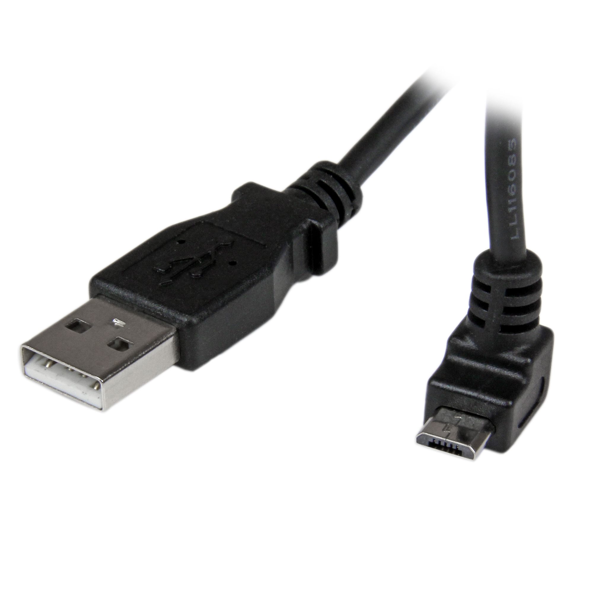 StarTech 2m Micro USB Cable Cord - A to Up Angle Micro B - Up Angled Micro USB Cable - 1x USB A (M), 1x USB Micro B (M) - Black (USBAUB2MU) - USB cable - Micro-USB Type B (M) to USB (M) - USB 2.0 - 2 m - molded, 90° connector - black
