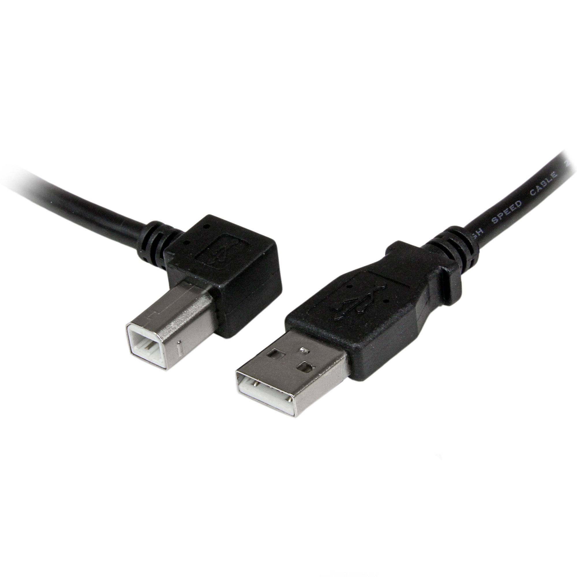 StarTech 1m USB 2.0 A to Left Angle B Cable Cord - 1 m USB Printer Cable - Left Angle USB B Cable - 1x USB A (M), 1x USB B (M) (USBAB1ML) - USB cable - USB Type B (M) to USB (M) - USB 2.0 - 1 m - left-angled connector - black