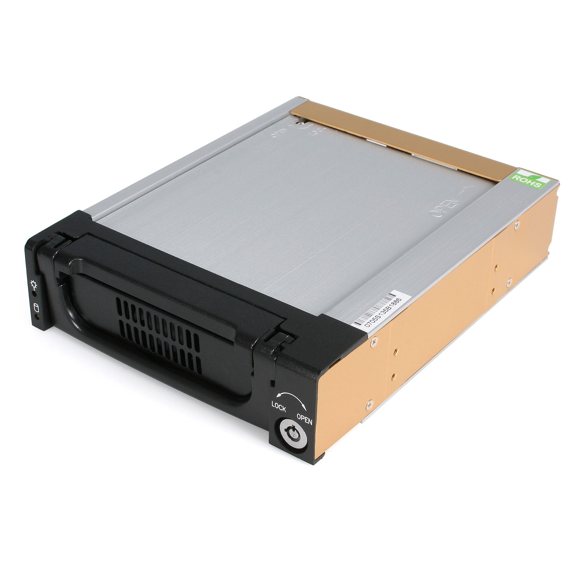 Startech 5.25 in Rugged SATA Hard Drive Mobile Rack Drawer - Aluminum Removable Hard Drive Bay (DRW150SATBK) - Storage mobile rack - 3.5" - black