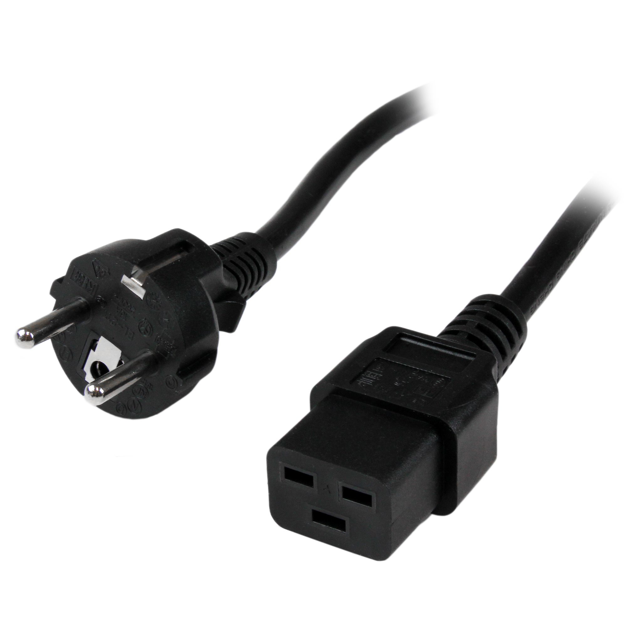 StarTech 2m (6ft) Computer Power Cord, 16AWG, EU Schuko to C19 Power Cord, 16A 250V, Black Replacement AC Cord, TV/Monitor Power Cable, Schuko CEE 7/7 to IEC 60320 C19 Power Cord - PC Power Supply Cable - Power cable - IEC 60320 C19 to power CEE 7/7 (M) -