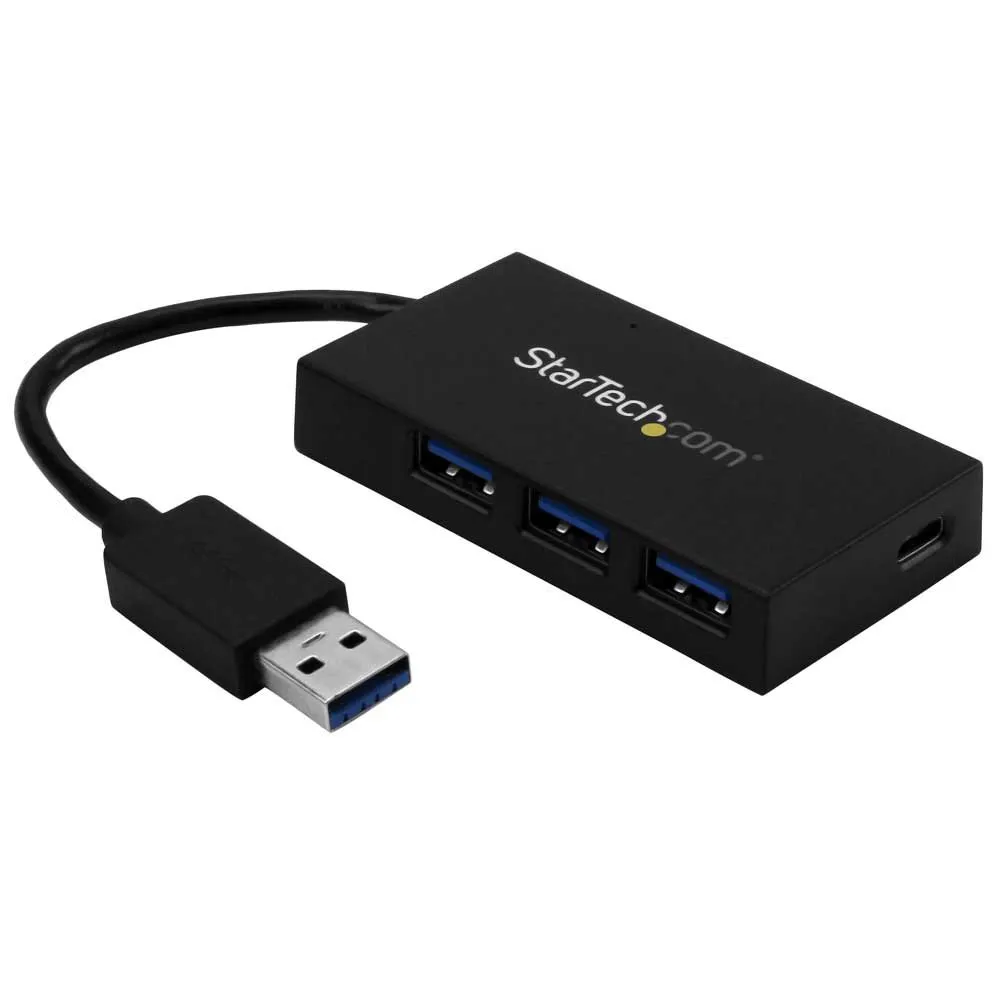 Startech 4 Port USB 3.0 Hub, USB Type-A Hub with 1x USB-C & 3x USB-A (SuperSpeed 5Gbps), USB Bus or Self-Powered, Portable USB 3.1/USB 3.2 Gen 1 BC 1.2 Charging Hub w/ Power Adapter - Windows/macOS/Linux (HB30A3A1CSFS) - Hub - 3 x SuperSpeed USB 3.0 + 1 x