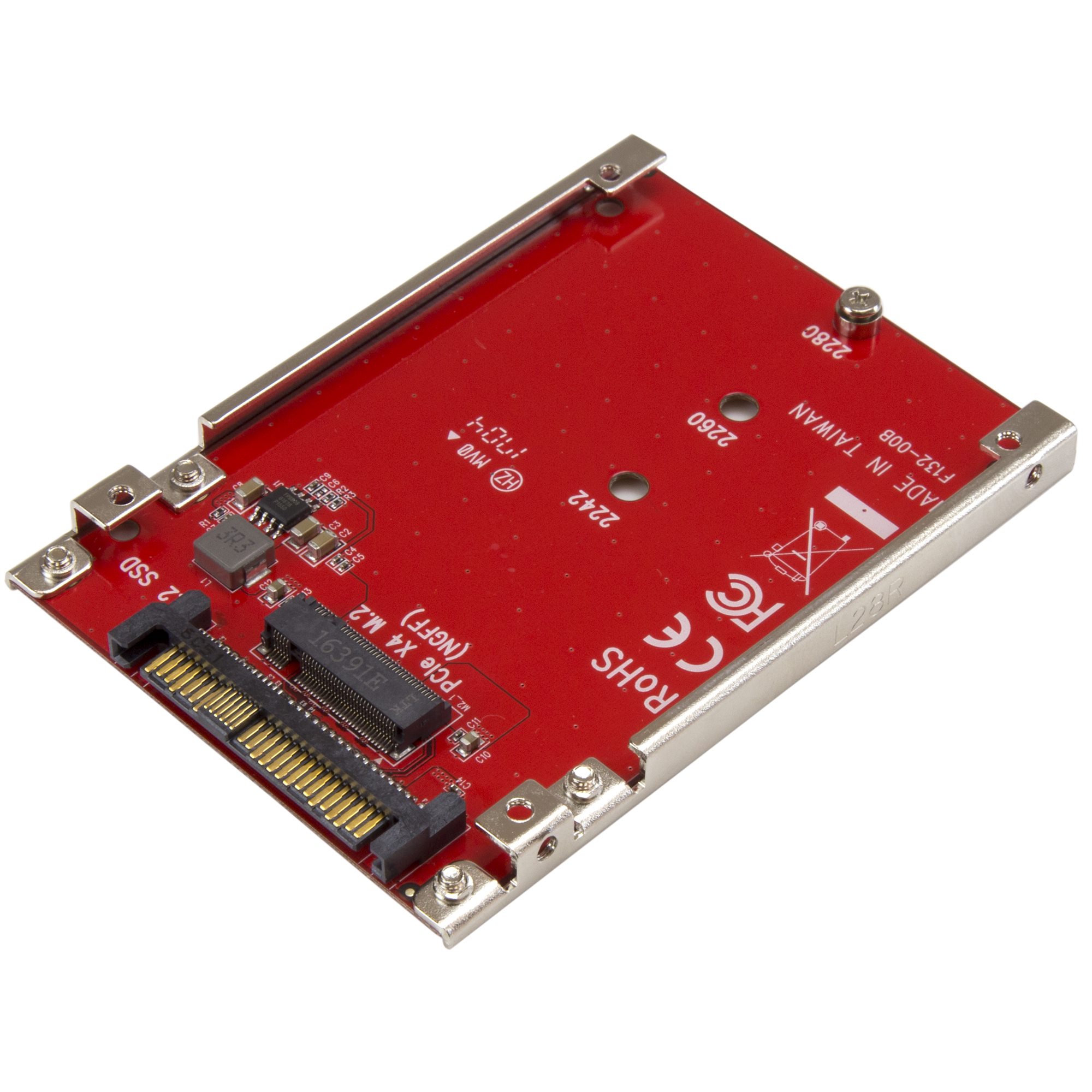 Startech M.2. PCI-e NVMe to U.2 (SFF-8639) Adapter - Not Compatible with SATA Drives or SAS Controllers - For M.2 PCIe NVMe SSDs - PCIe M.2 Drive to U.2 Host Adapter - M2 SSD Converter (U2M2E125) - Interface adapter - M.2 - M.2 Card - U.2 - red