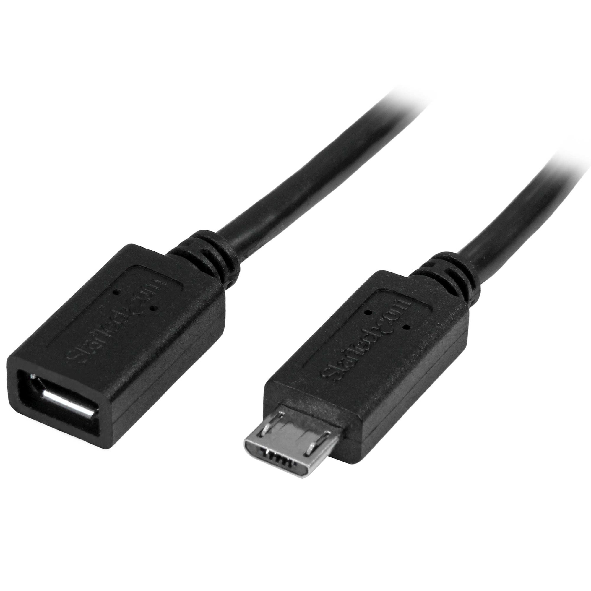 StarTech 0.5m 20in Micro-USB Extension Cable - M/F - Micro USB Male to Micro USB Female Cable (USBUBEXT50CM) - USB extension cable - Micro-USB Type B (M) to Micro-USB Type B (F) - USB 2.0 - 50 cm - black