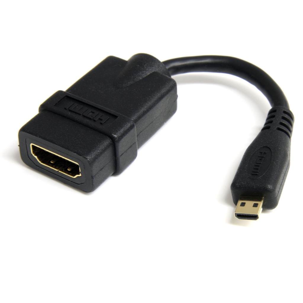 Startech 5in High Speed HDMI Adapter Cable - HDMI to HDMI Micro - F/M - 5 inch Micro HDMI Adapter - HDMI Female to Micro HDMI Male (HDADFM5IN) - HDMI adapter - HDMI female to 19 pin micro HDMI Type D male - 1.2 cm - shielded - black - for P/N: HDMM30CM