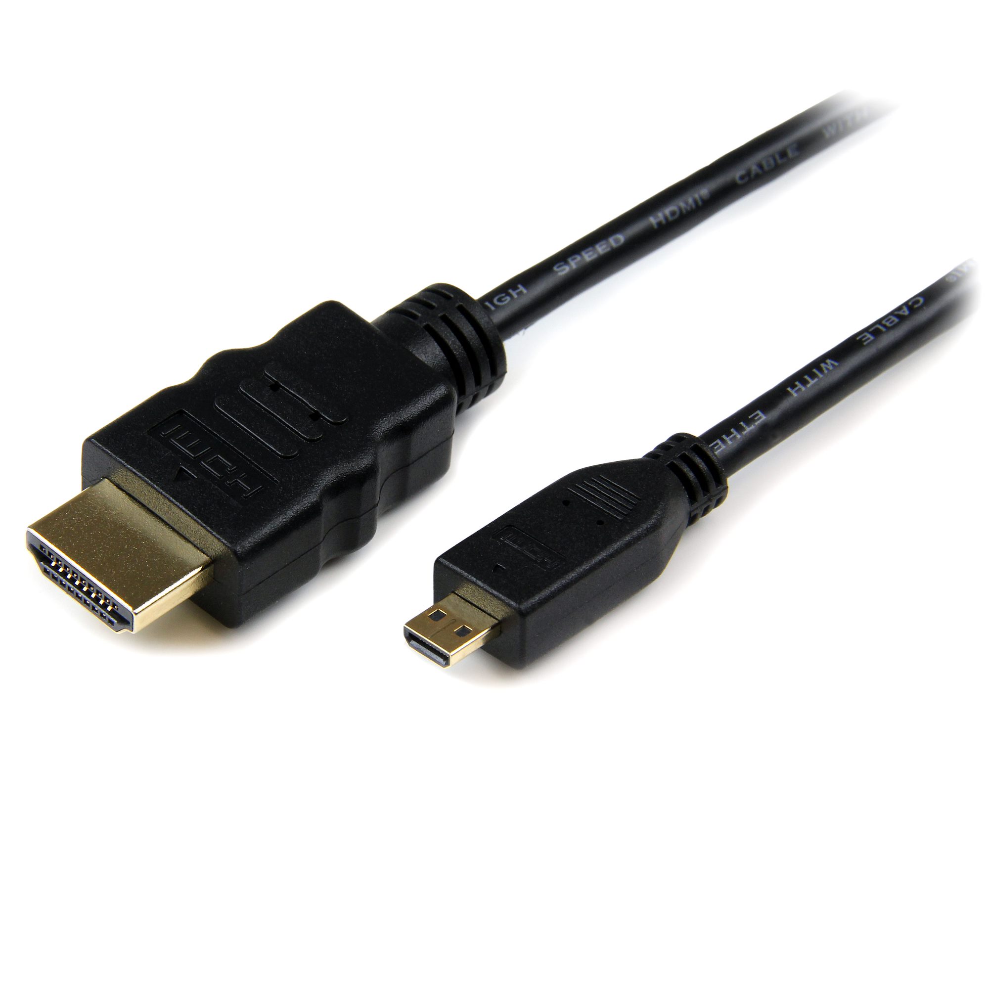 Startech 1m High Speed HDMI Cable with Ethernet HDMI to HDMI Micro - HDMI cable with Ethernet - HDMI male to 19 pin micro HDMI Type D male - 1 m - black