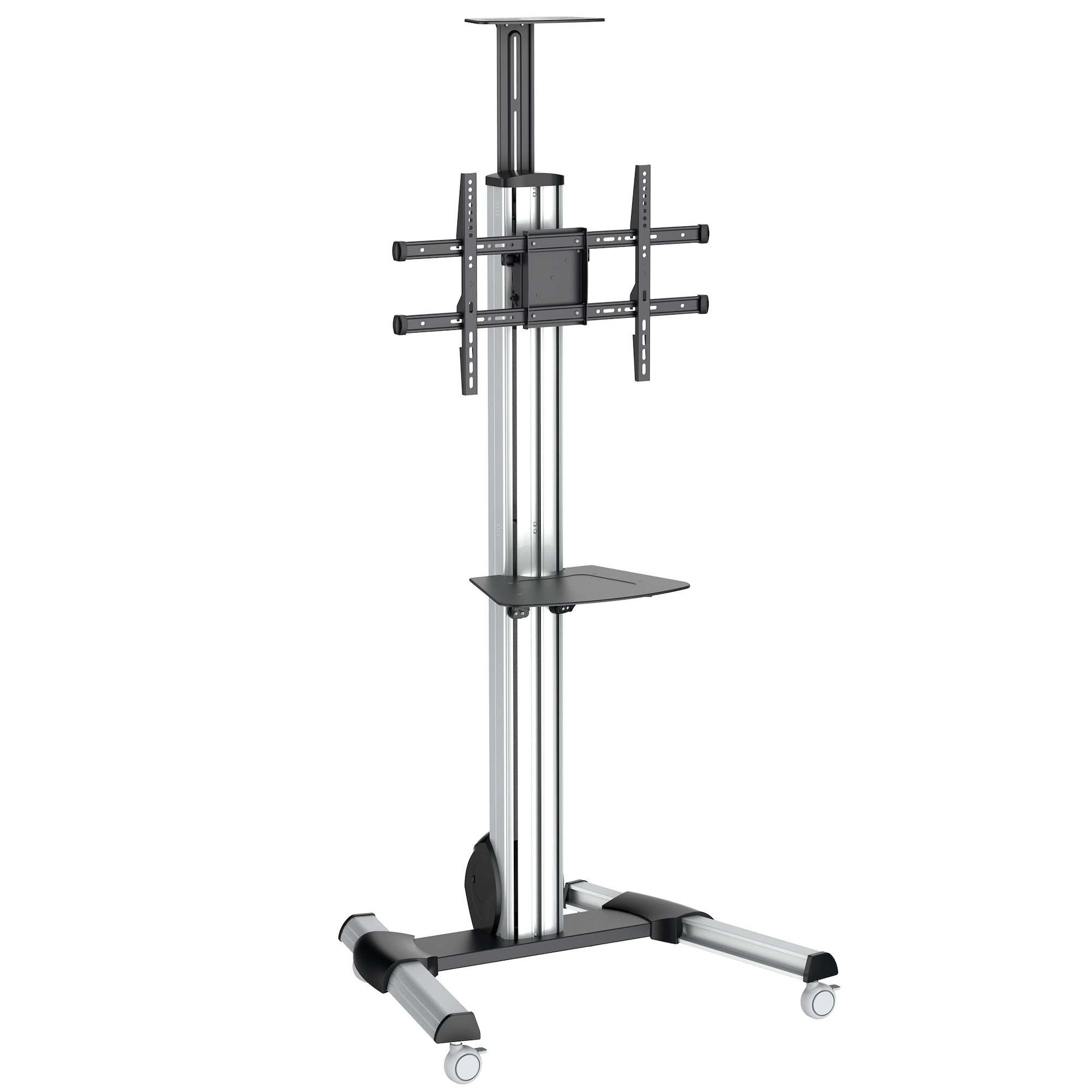 Startech Heavy Duty Rolling Portable TV Cart Stand with Wheels - 32 to 75 inch - Adjustable Rotating Mobile Flat Panel Screen Mount (STNDMTV70) - Cart - for flat panel - plastic, aluminium, steel - black, silver - screen size: 32"-70" - for P/N: HDMIPLATE