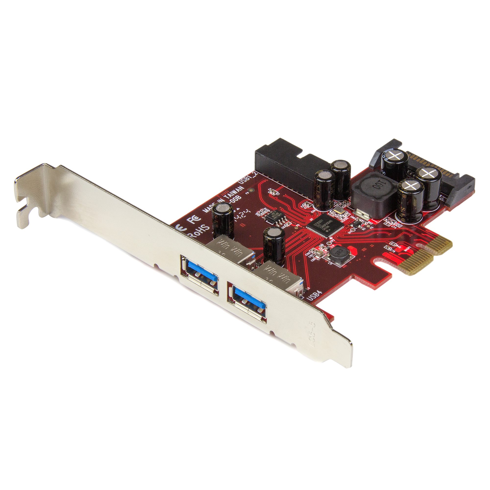 Startech 4 Port PCI Express USB 3.0 Card - 2 Ext & 2 Int (IDC) - SATA Power - USB adapter - PCIe 2.0 low profile - USB 3.0 x 4 - for P/N: ST1030USBM, ST7300USBME