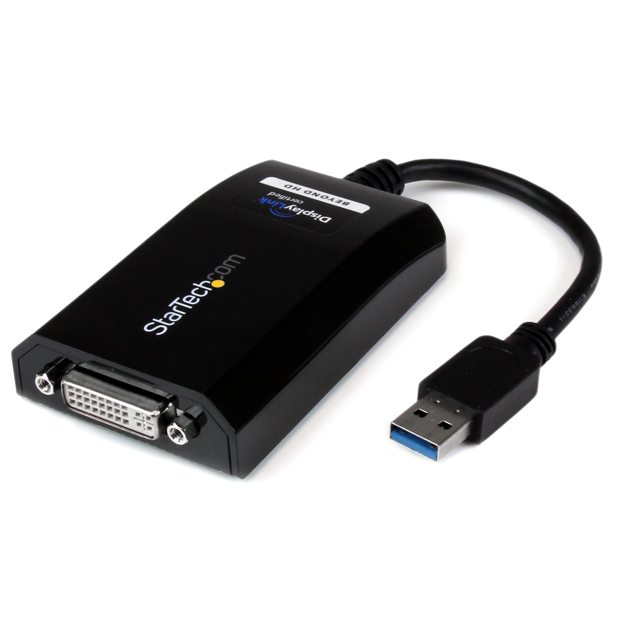 StarTech USB 3.0 to DVI / VGA Adapter - 2048x1152 - External Video & Graphics Card - Dual Monitor Display Adapter Cable - Supports Mac & Windows (USB32DVIPRO) - USB / DVI adapter - USB Type A (M) to DVI-I (F) - USB 3.0 - 15.2 cm - 2048 x 1152 support - bl