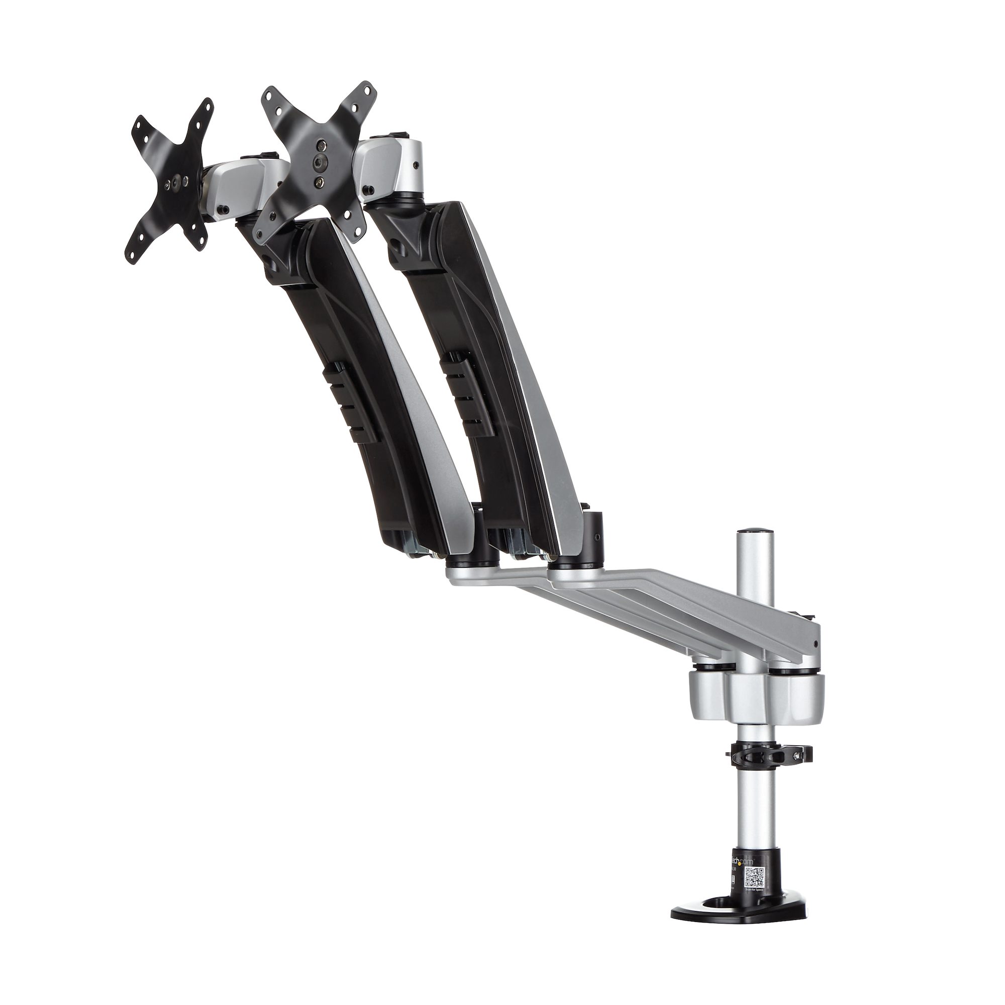 Startech Desk Mount Dual Monitor Arm - Full Motion Articulating Arms - Premium Dual Monitor Stand - For up to 30" (19.8lb/9kg) VESA Mount Monitors - Tool-less Assembly - Steel & Aluminum - Mounting kit (desk mount, grommet clamp) - full-motion - for LCD d