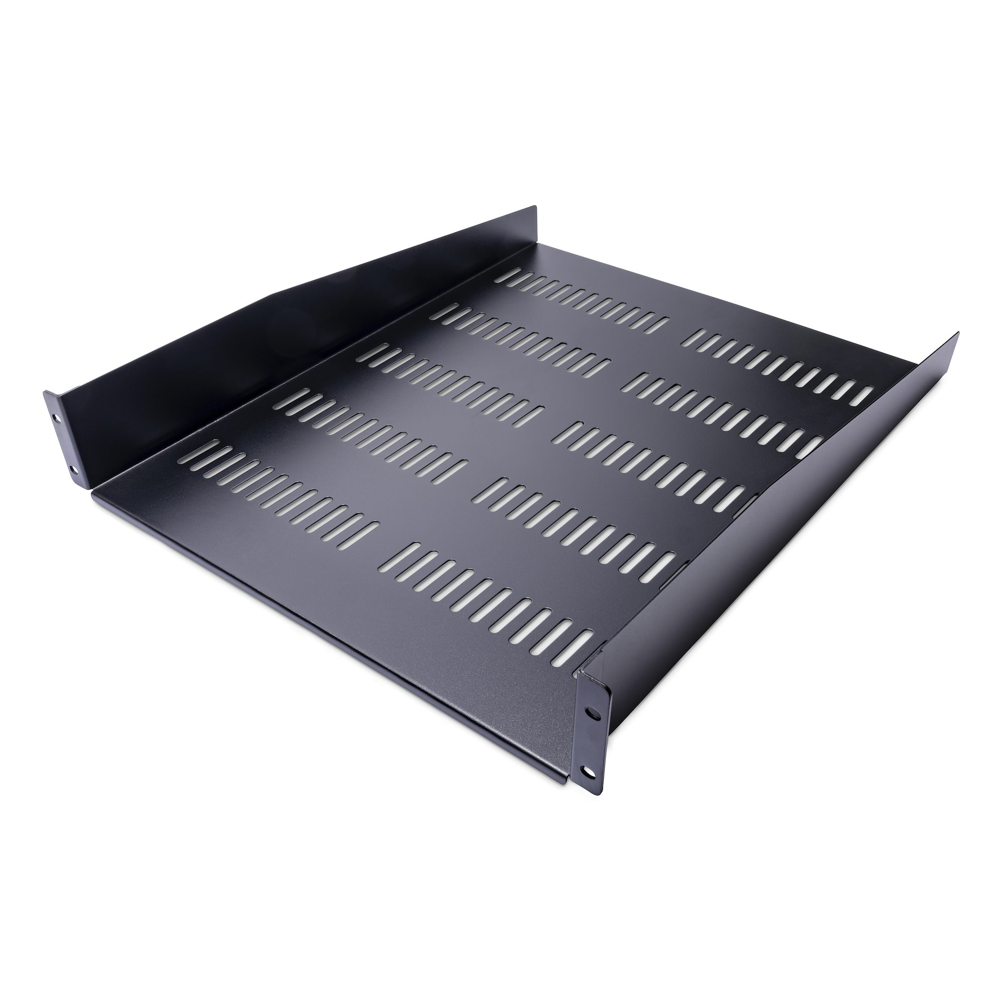 Startech 1U Server Rack Shelf, 2U 22in Universal Fixed Vented Network Rack Shelf/Cantilever Tray for 19" AV/Data/Network Equipment Enclosure w/Cage Nuts & Screws, 50lbs Weight Cap. - 2U Network Rack Shelf (CABSHELF22V) - Rack shelf - black - 2U - 22" - fo