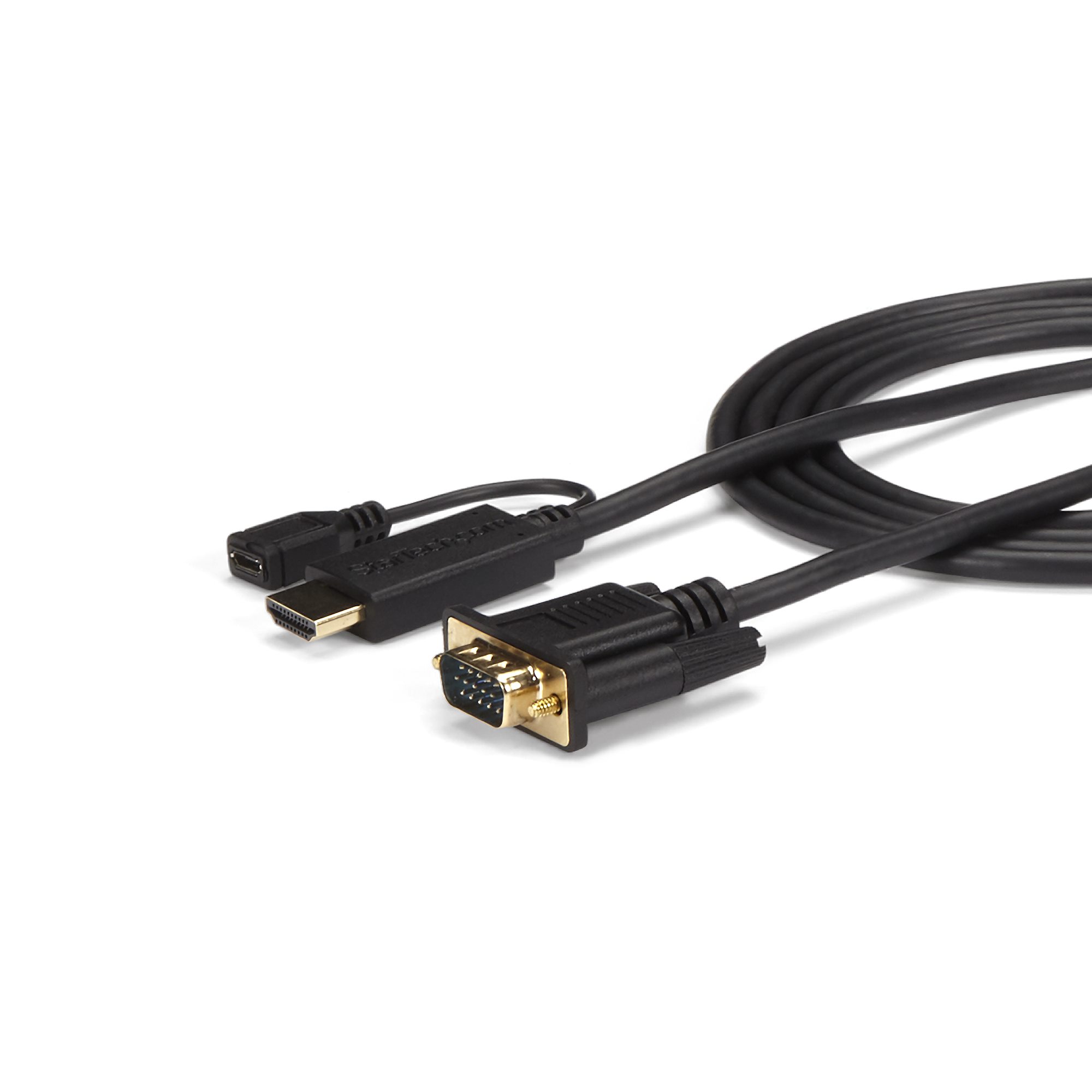 Startech HDMI to VGA Cable - 6ft 2m - 1080p - Active Conversion - HDMI to VGA Adapter Cable for Your VGA Monitor / Display (HD2VGAMM6) - Adapter cable - HDMI, Micro-USB Type B (power only) to HD-15 (VGA) male - 2 m - black - active, 1920 x 1200 (WUXGA) su