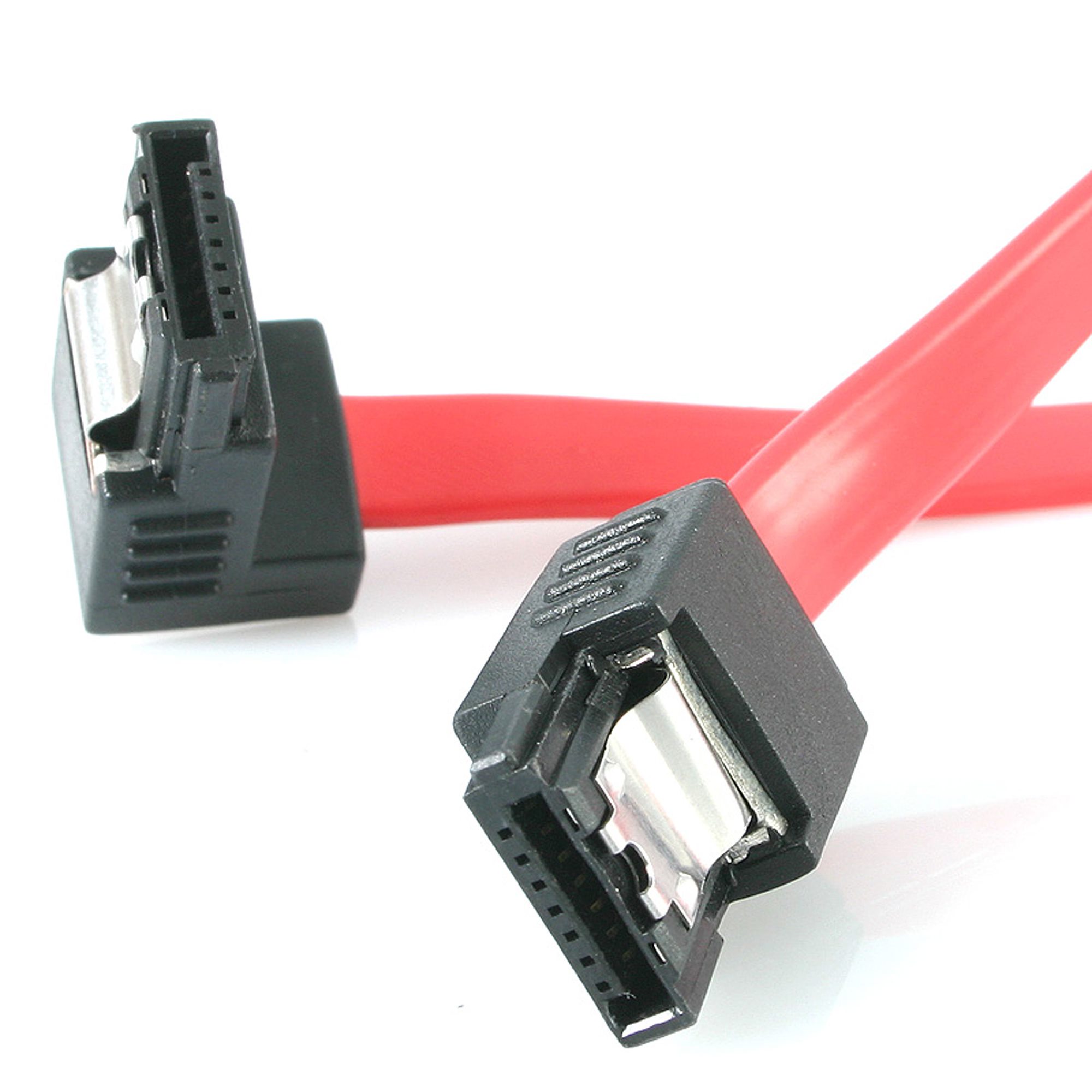StarTech 12in SATA to Right Angle SATA Serial ATA Cable - SATA cable - Serial ATA 150/300/600 - SATA (R) to SATA (R) - 30 cm - right-angled connector - red