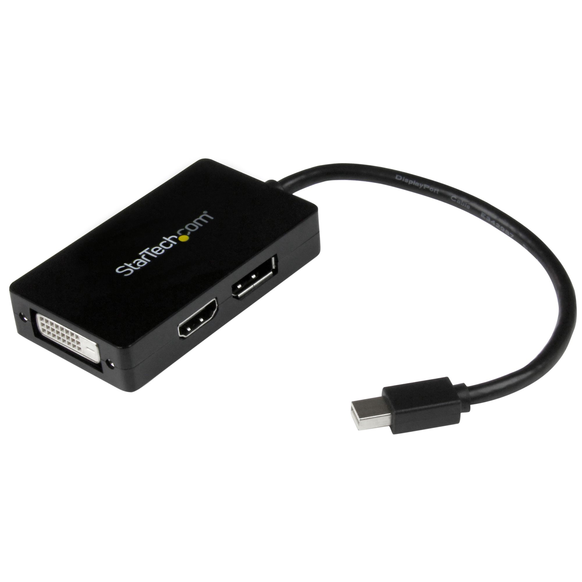 Startech Travel A/V adapter - 3-in-1 Mini DisplayPort to DisplayPort DVI or HDMI converter (MDP2DPDVHD) - Adapter - Mini DisplayPort male to DVI-D, HDMI, DisplayPort female - 15 cm - black