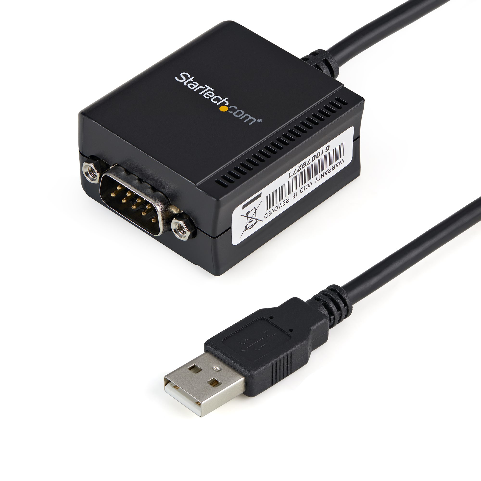 Startech USB to Serial Adapter - 1 port - USB Powered - FTDI USB UART Chip - DB9 (9-pin) - USB to RS232 Adapter (ICUSB2321F) - Serial adapter - USB - RS-232 - black