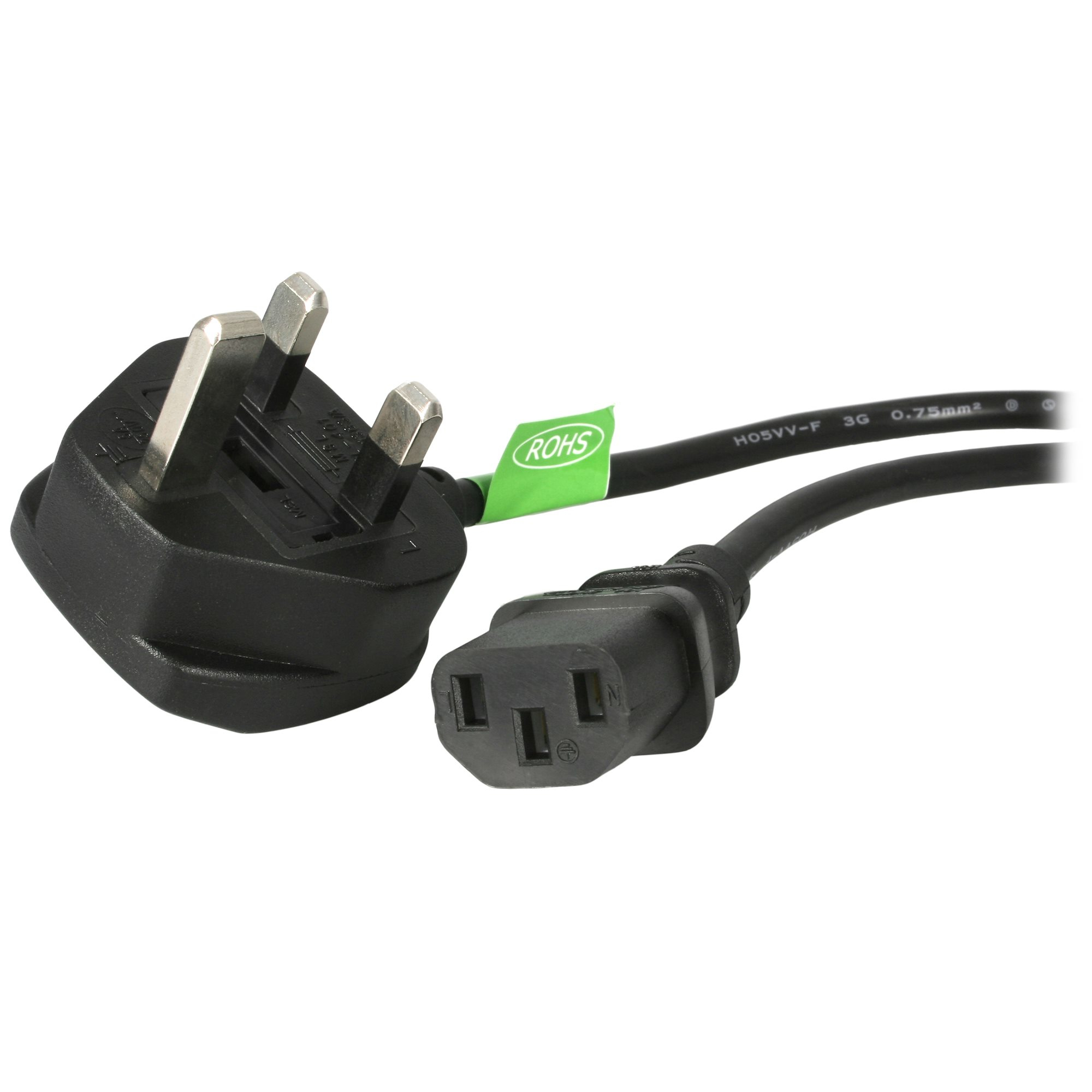 StarTech 6ft (1.8m) UK Computer Power Cable, 18AWG, BS 1363 to C13 Power Cord, 10A 250V, Black Replacement AC Power Cord, Monitor Power Cable, BS 1363 to IEC 60320 C13 Kettle Lead - PC Power Supply Cable - Power cable - power IEC 60320 C13 to BS 1363 (M)